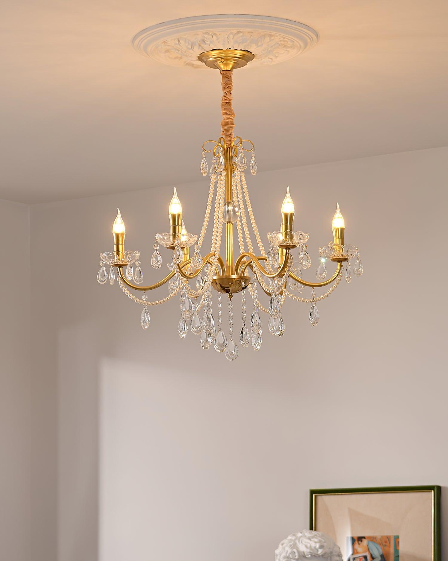 Elysion Lustra Lustre Cristal Doré Élégant