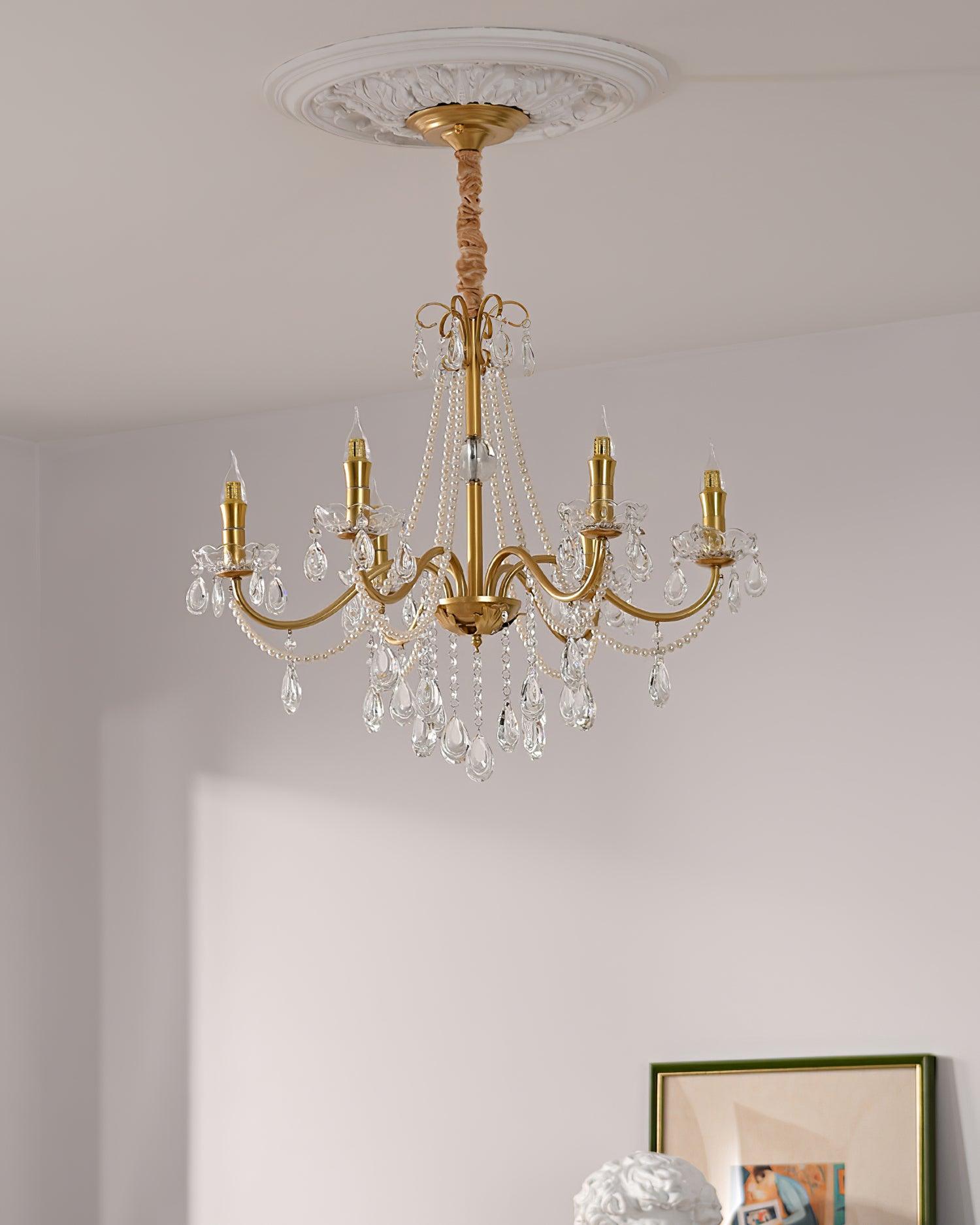 Elysion Lustra Lustre Cristal Doré Élégant