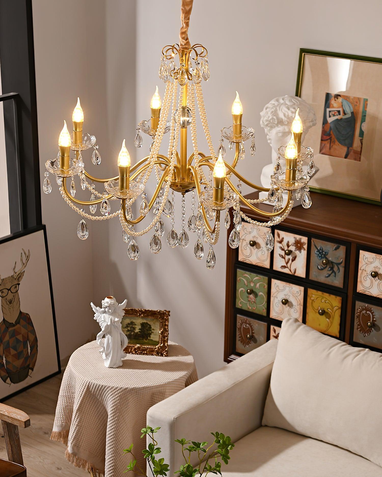 Elysion Lustra Lustre Cristal Doré Élégant