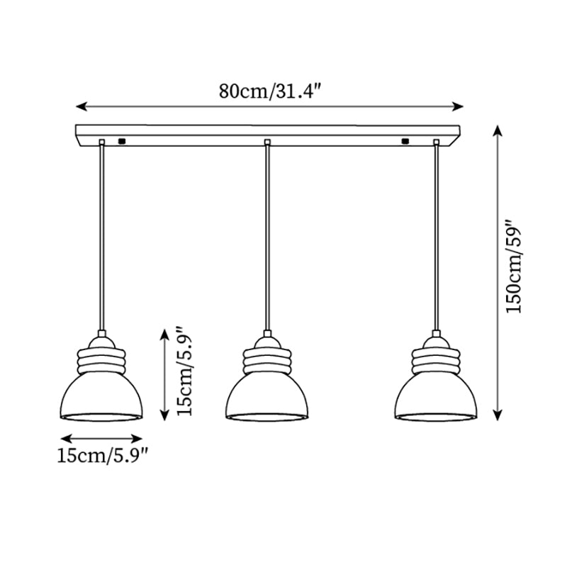 Lampe Suspension Dôme en Travertin Anneaux en Bois de Noyer Ambiance Minimaliste