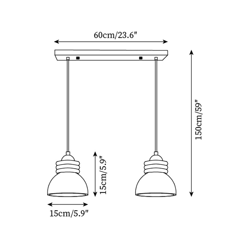 Lampe Suspension Dôme en Travertin Anneaux en Bois de Noyer Ambiance Minimaliste