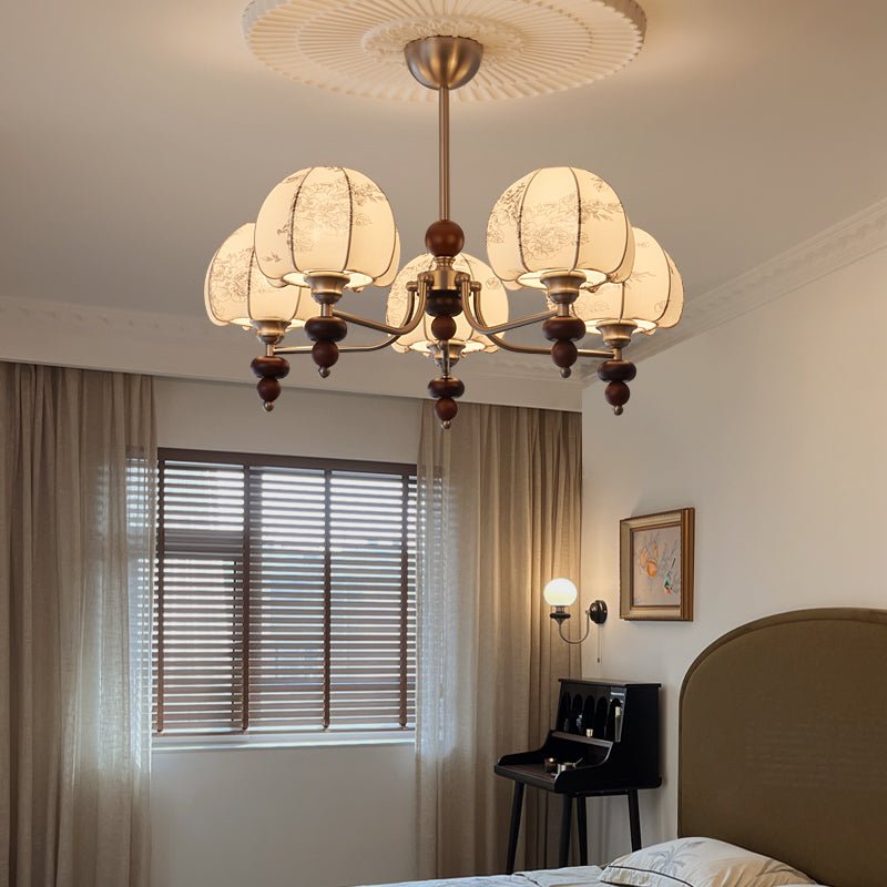 Comirisra Lustre Bois Tissu Pétale Traditionnel Premium