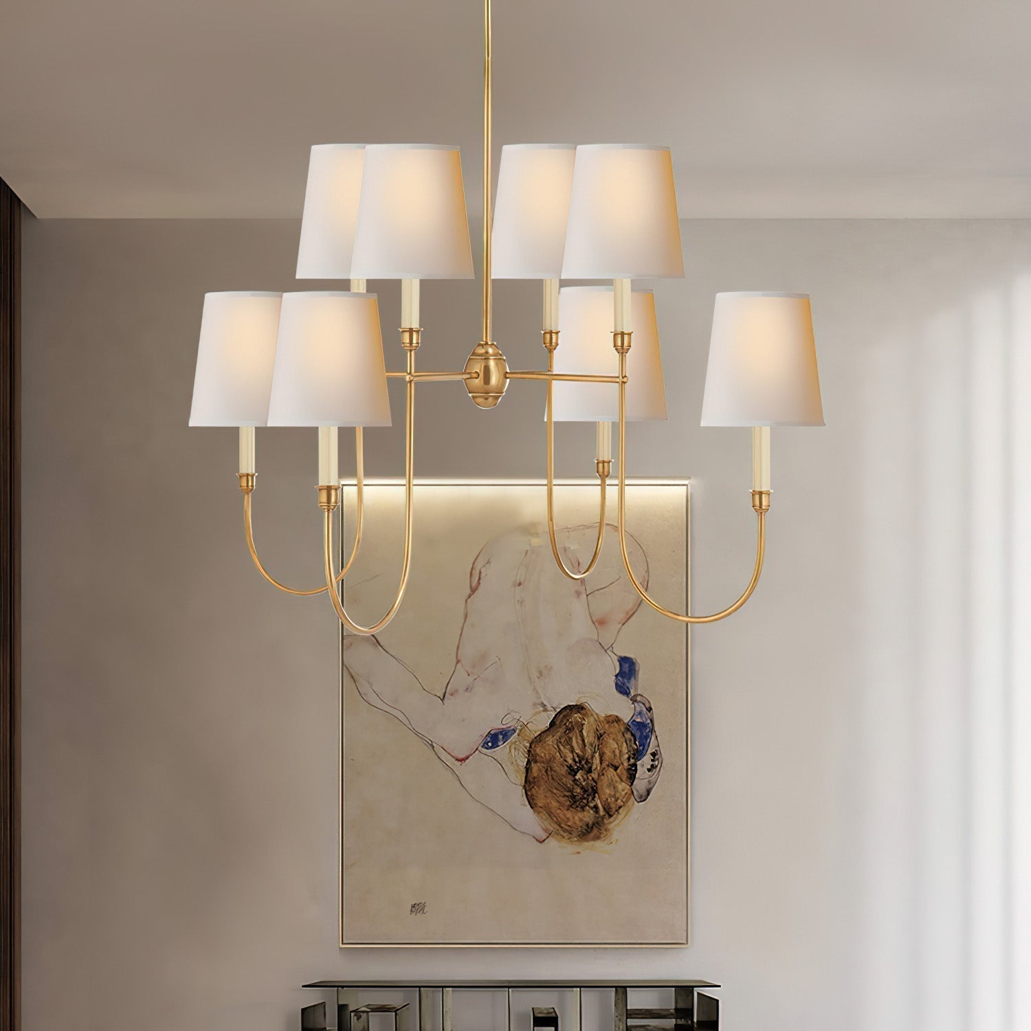 Talia Lustre de Luxe en Laiton et Tissu