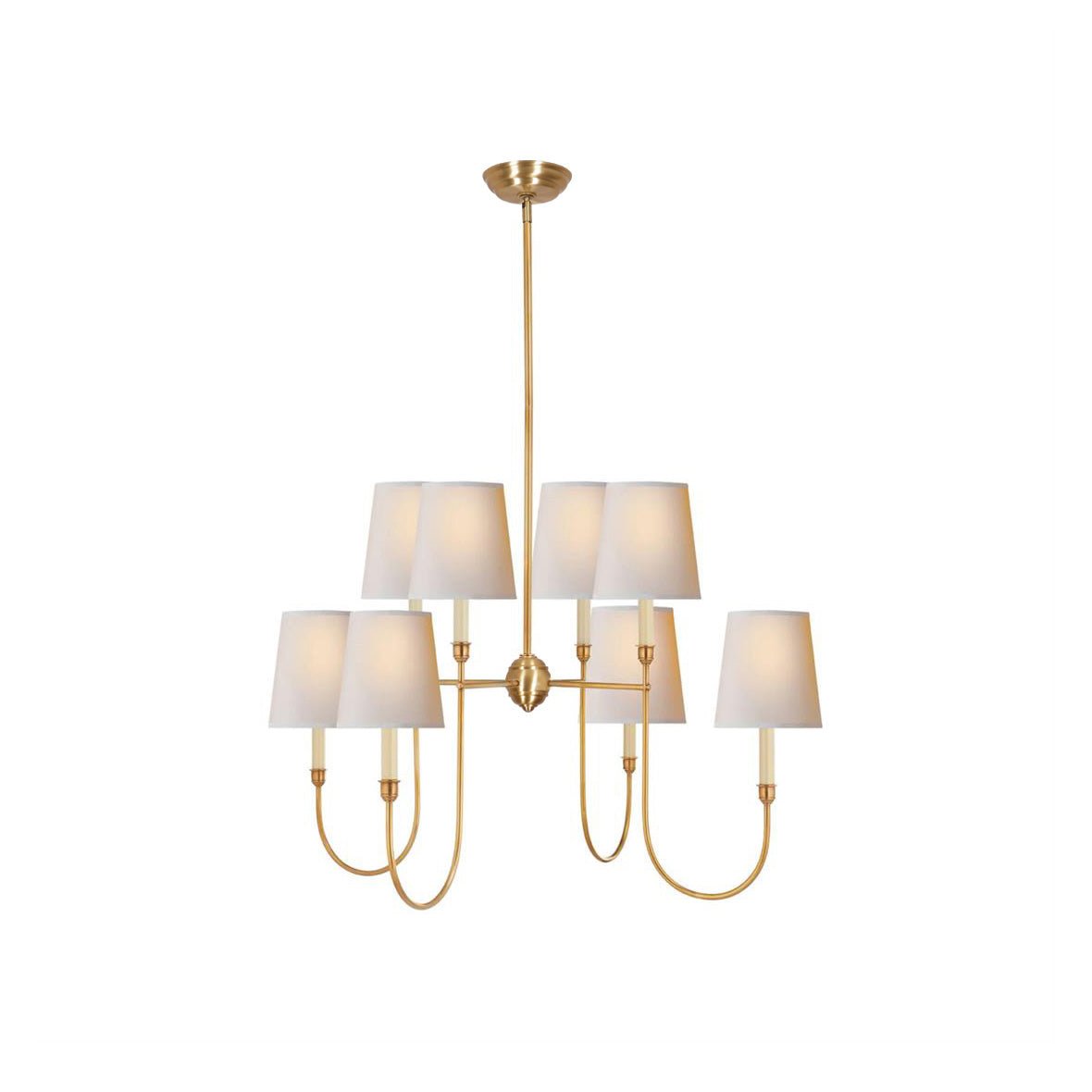 Lustra Lustre Vendôme en Laiton avec Abat-jour Blanc
