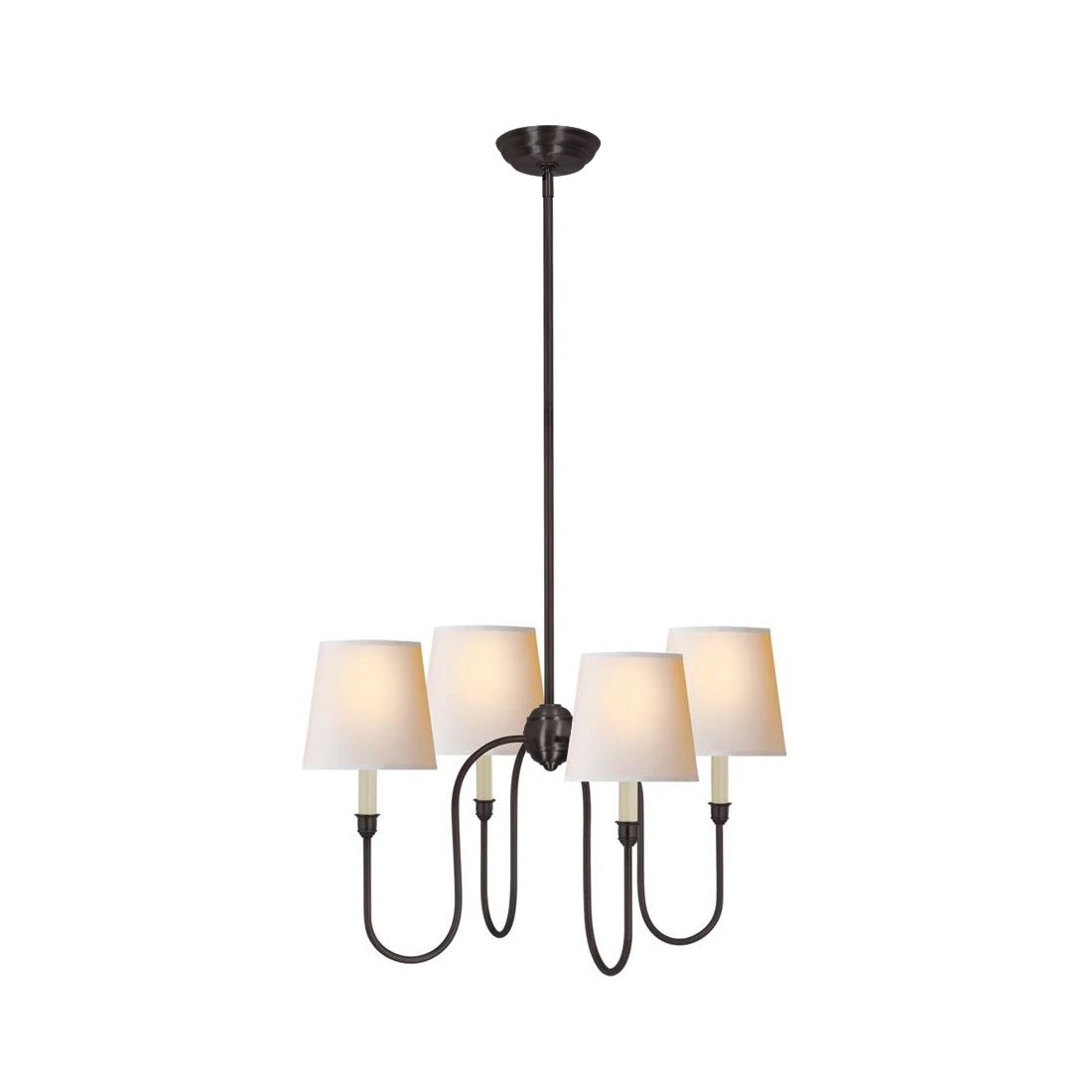 Lustra Lustre Vendôme en Laiton avec Abat-jour Blanc