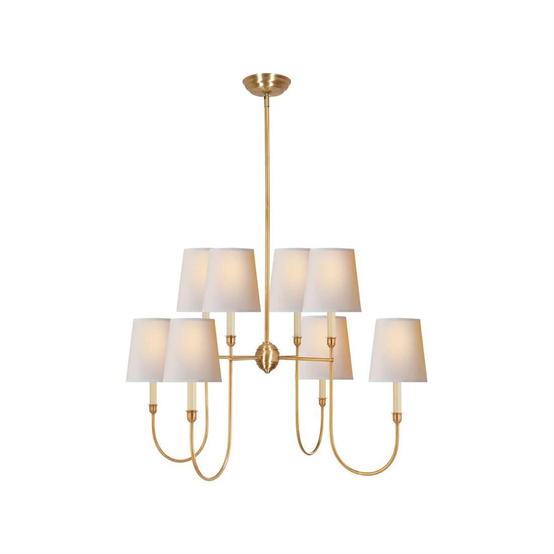 Lustra Lustre Vendôme en Laiton avec Abat-jour Blanc