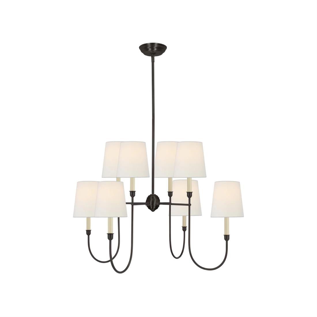 Lustra Lustre Vendôme en Laiton avec Abat-jour Blanc