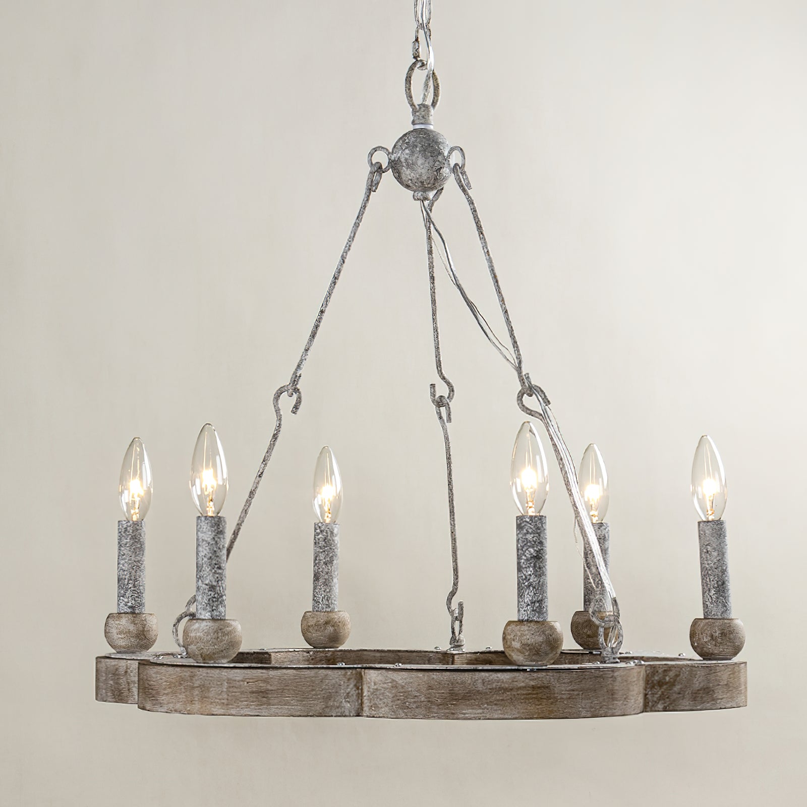Mysilora Lustre Industriel Vintage Roue Bois Métal