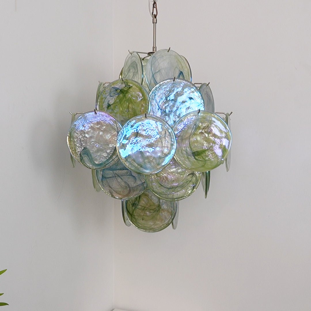 Aurora Lustre Disque en Verre de Murano Vert Nature