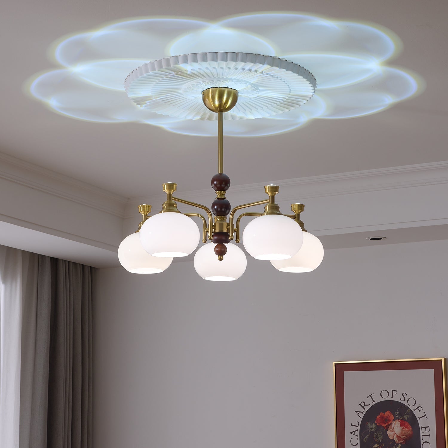 Aursolos Lustre Bois Verre Élégance Traditionnelle