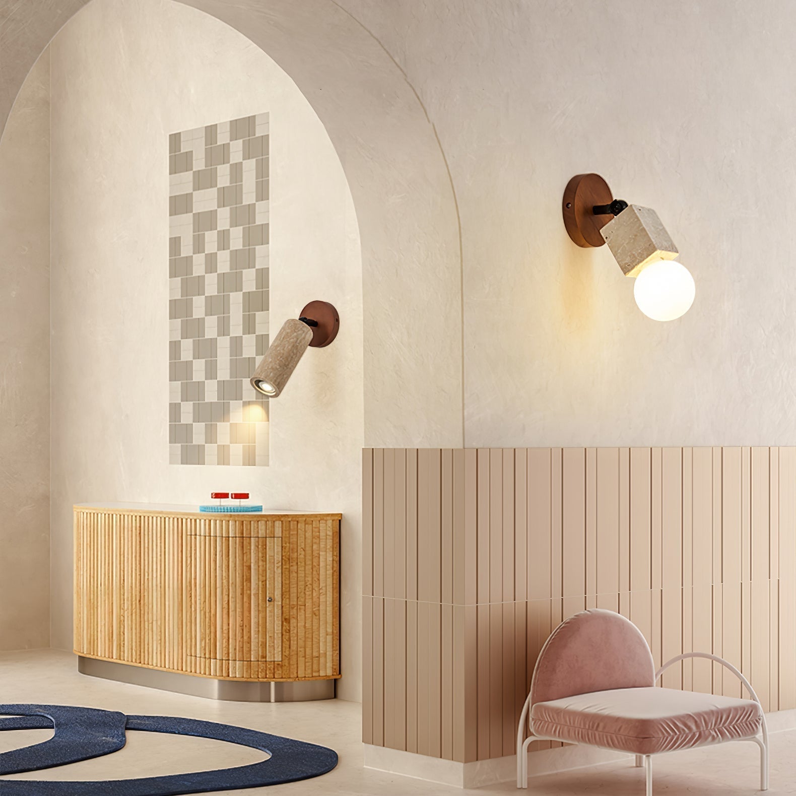 Cesilyra Swivel Cylinder Travertine Wall Light