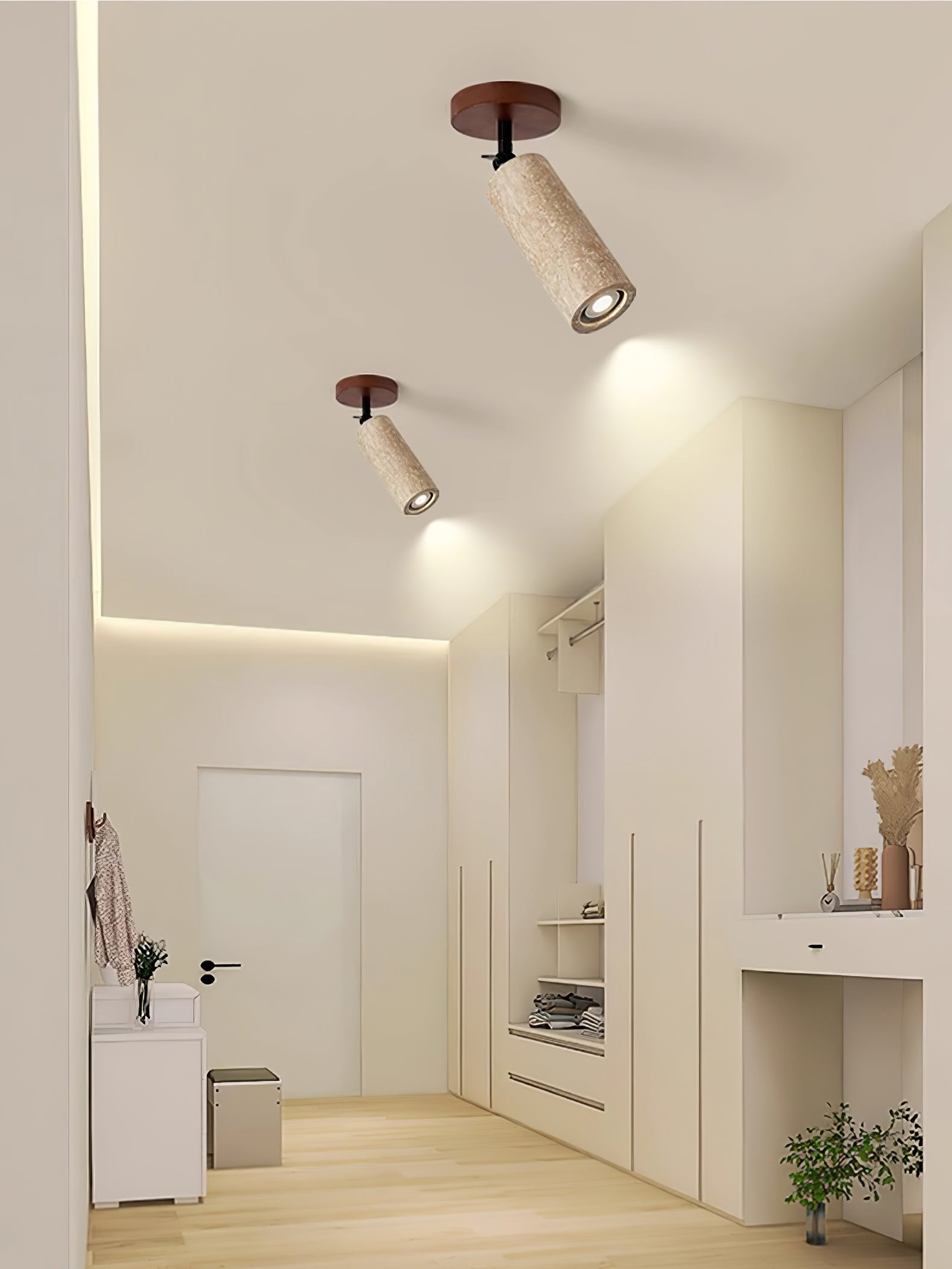 Zarinila Cylindrique-Tube Travertin Luminaire Mural