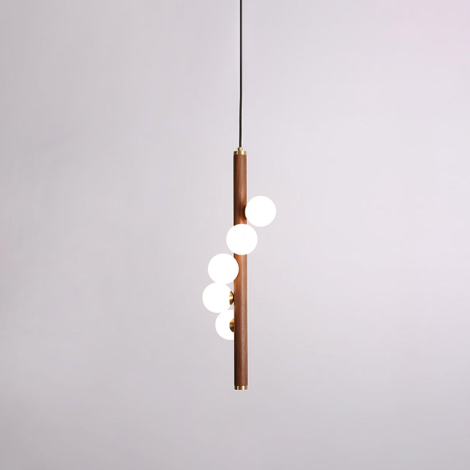 Lustra Suspension Linéaire en Bois et Verre