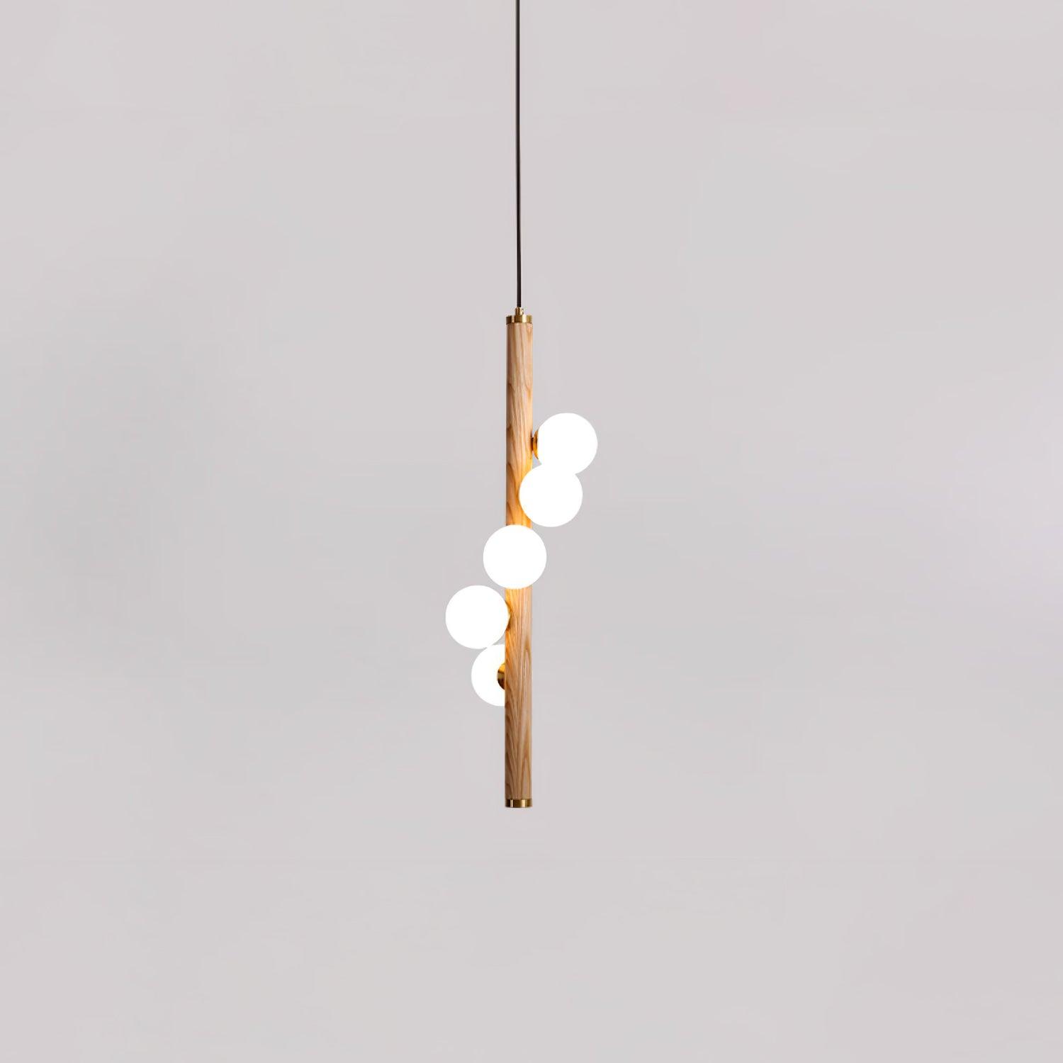 Lustra Suspension Linéaire en Bois et Verre