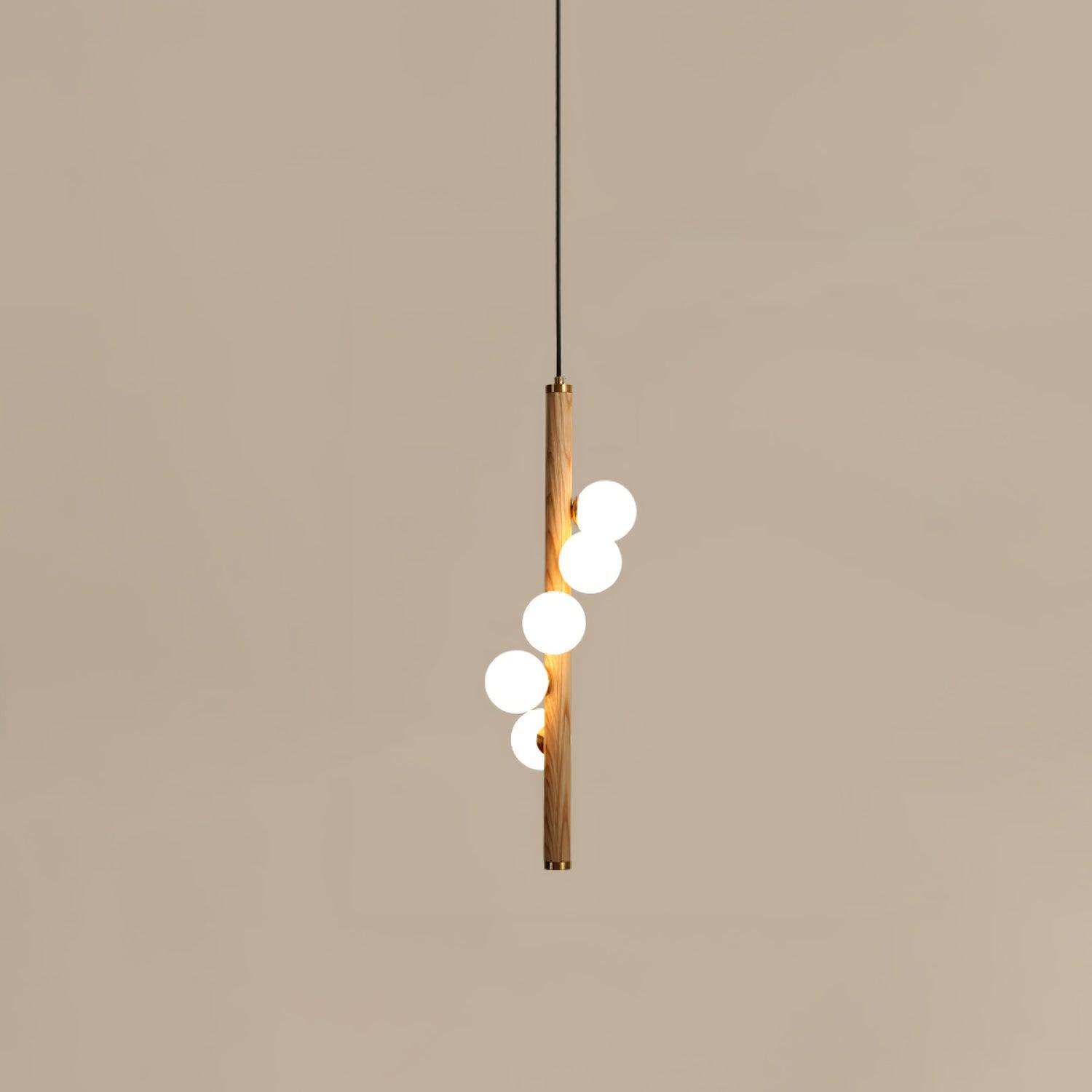 Lustra Suspension Linéaire en Bois et Verre