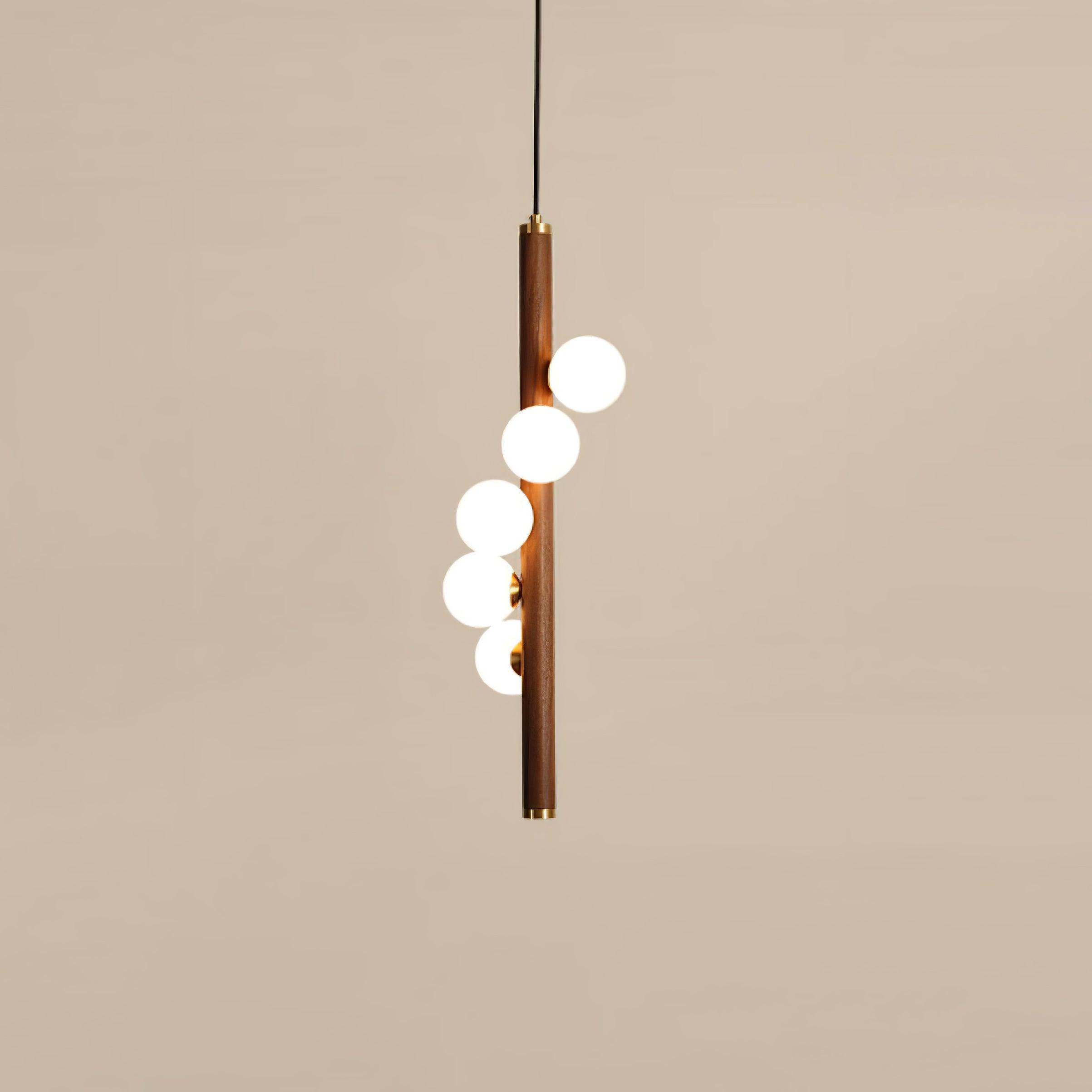Lustra Suspension Linéaire en Bois et Verre
