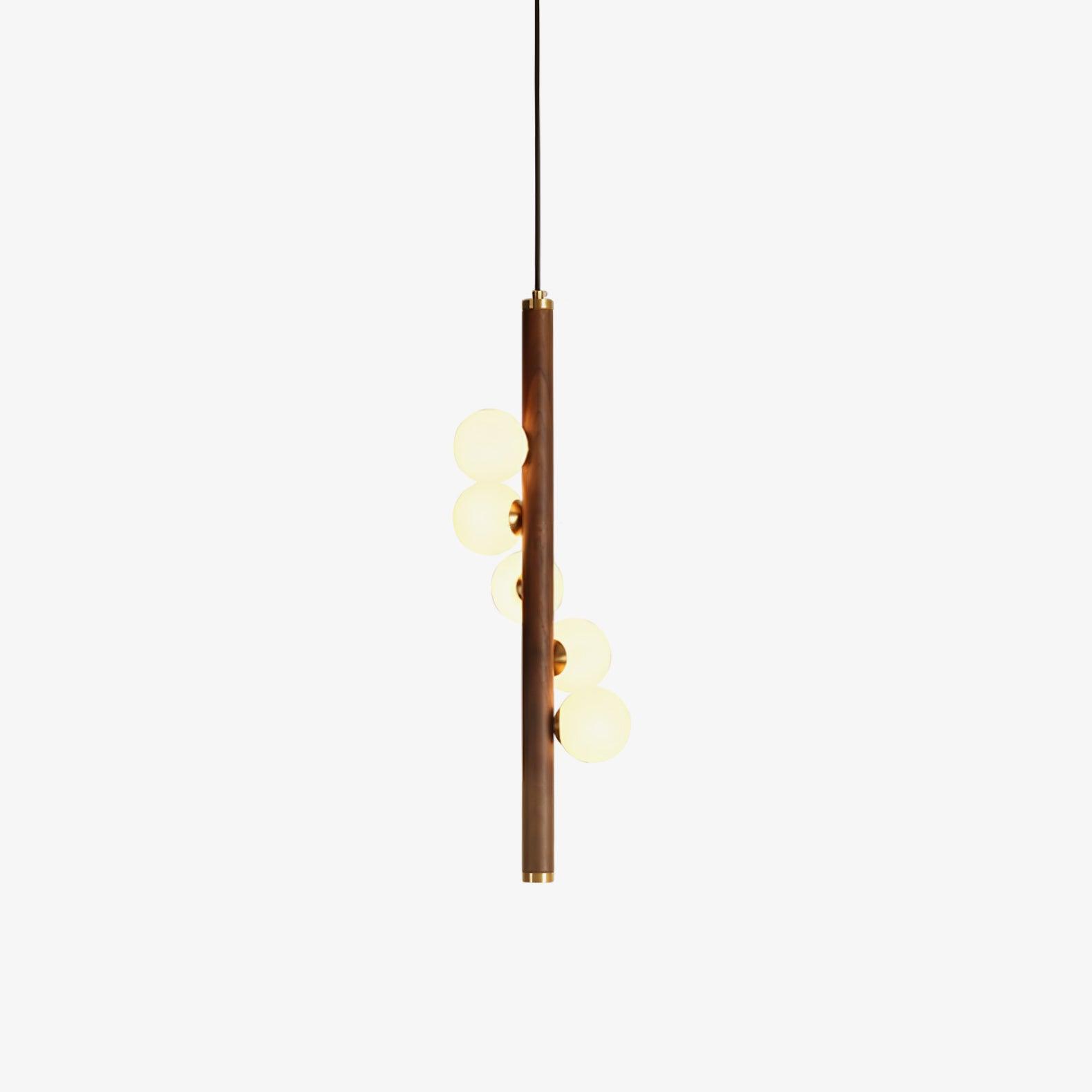 Lustra Suspension Linéaire en Bois et Verre
