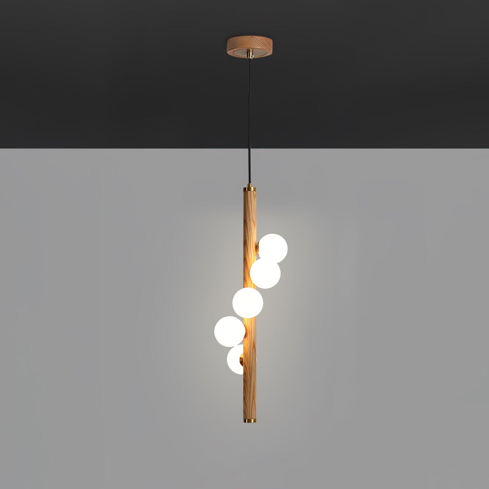 Lustra Suspension Linéaire en Bois et Verre
