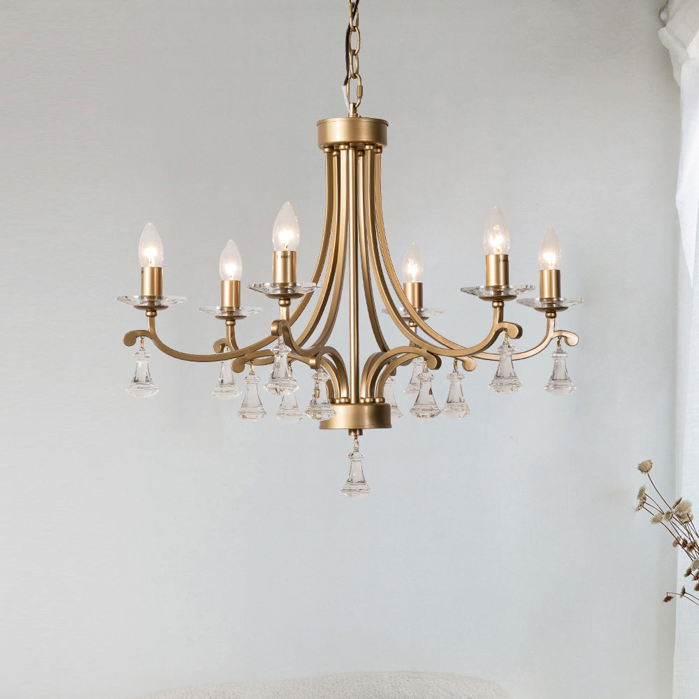 Cuvenara Lustre Laiton Cristal Luxe Postmoderne