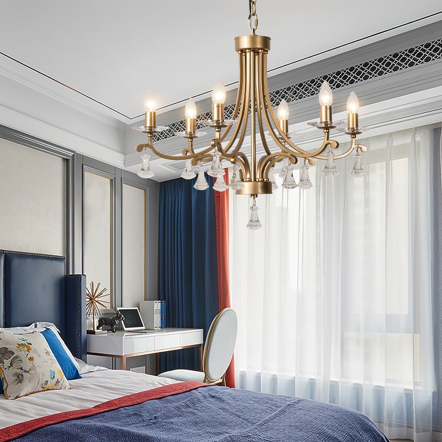 Cuvenara Lustre Laiton Cristal Luxe Postmoderne