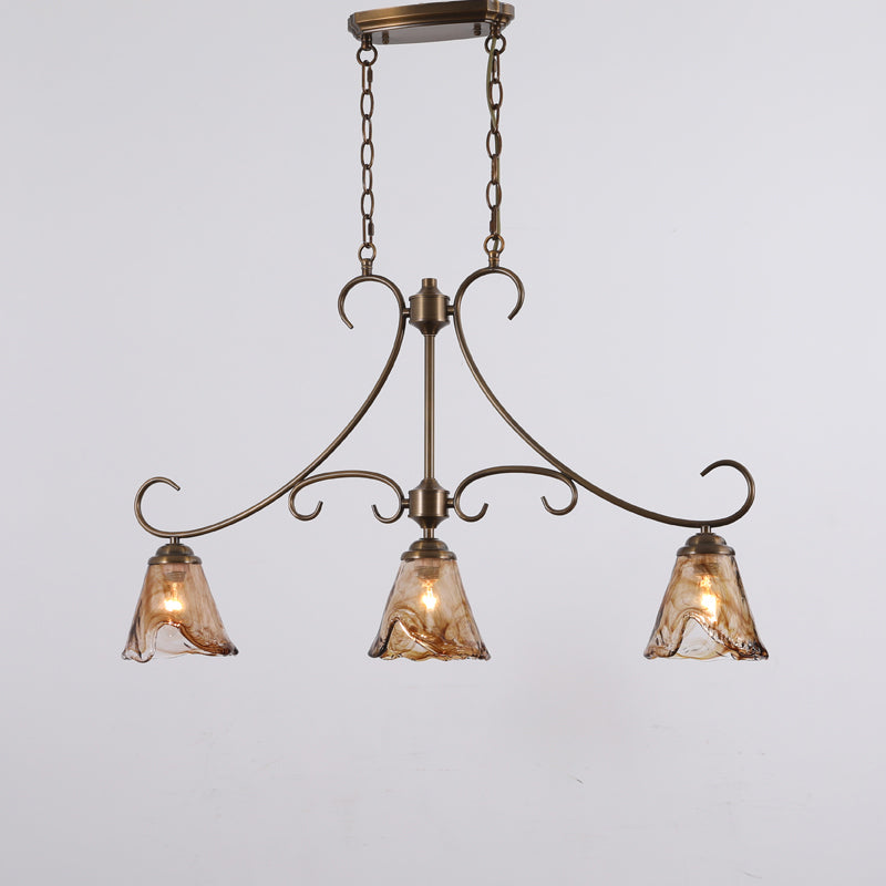 Aloror Suspension Île Laiton Verre Industriel Vintage