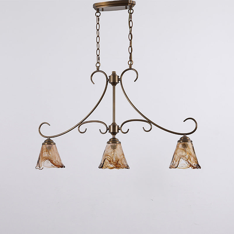 Aloror Suspension Île Laiton Verre Industriel Vintage