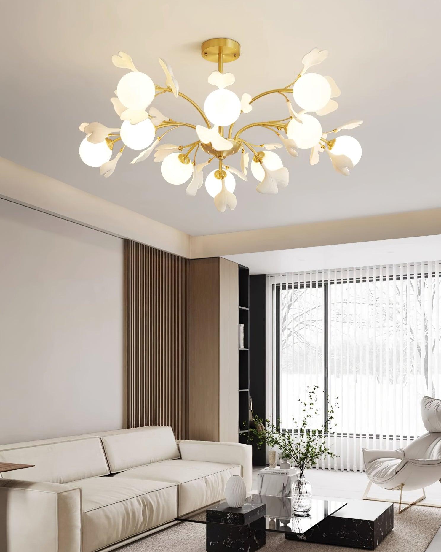 Gleam Lustre en Verre Feuille de Ginkgo