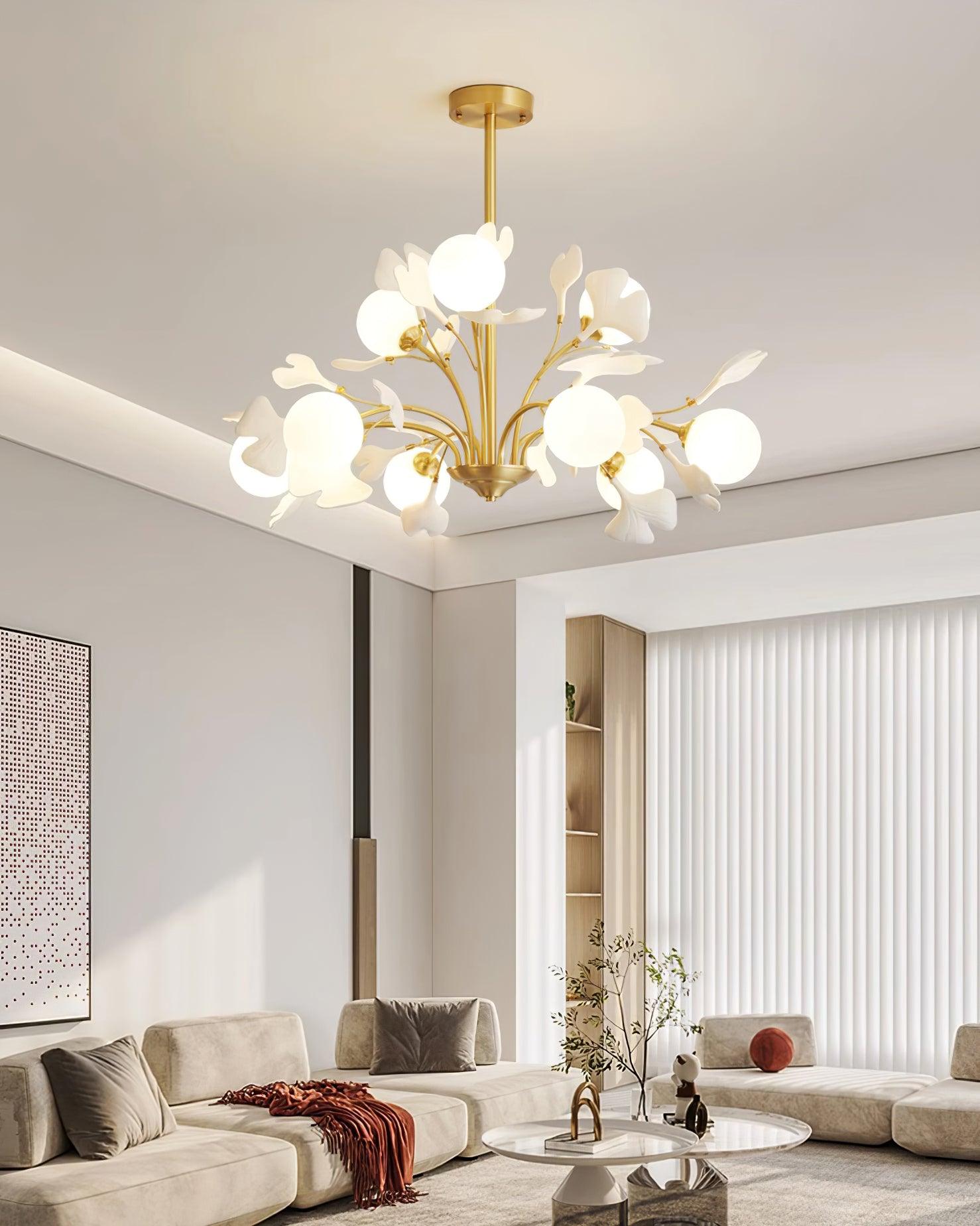Gleam Lustre en Verre Feuille de Ginkgo