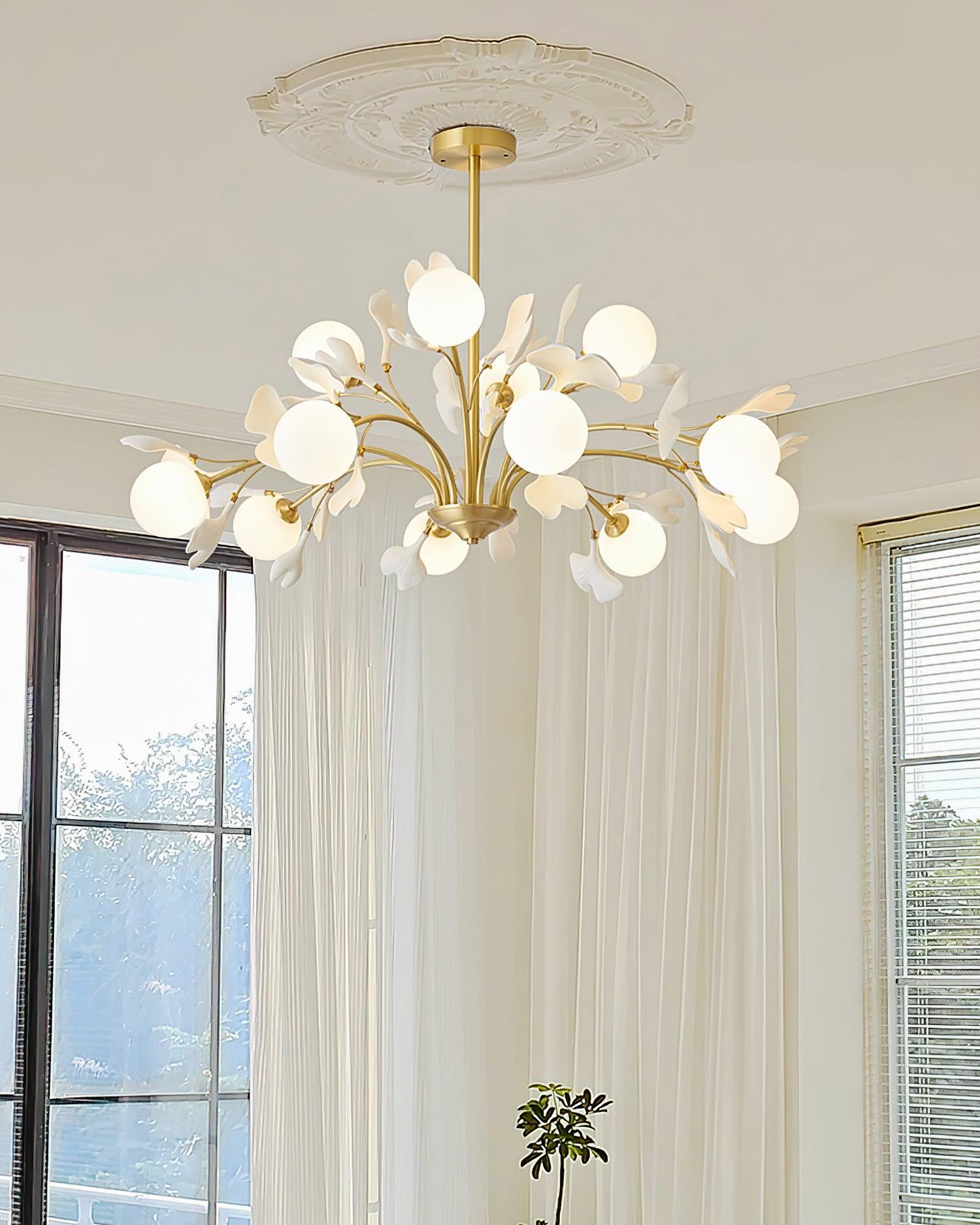 Gleam Lustre en Verre Feuille de Ginkgo