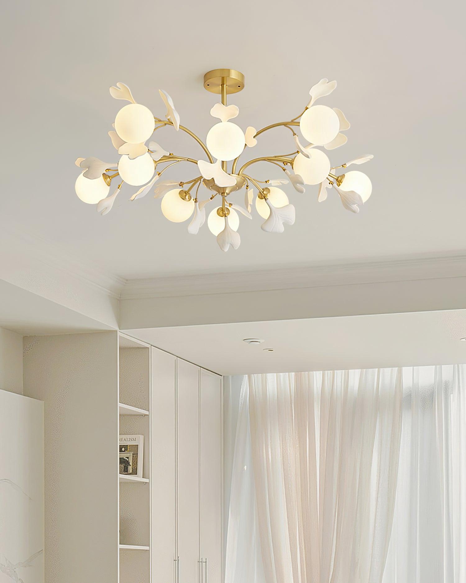 Gleam Lustre en Verre Feuille de Ginkgo