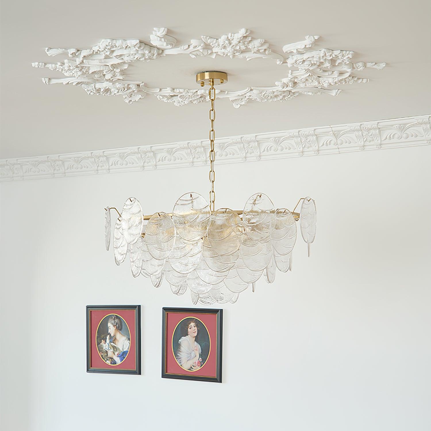 Lustrous Lustre Victorien en Verre Finition Dorée