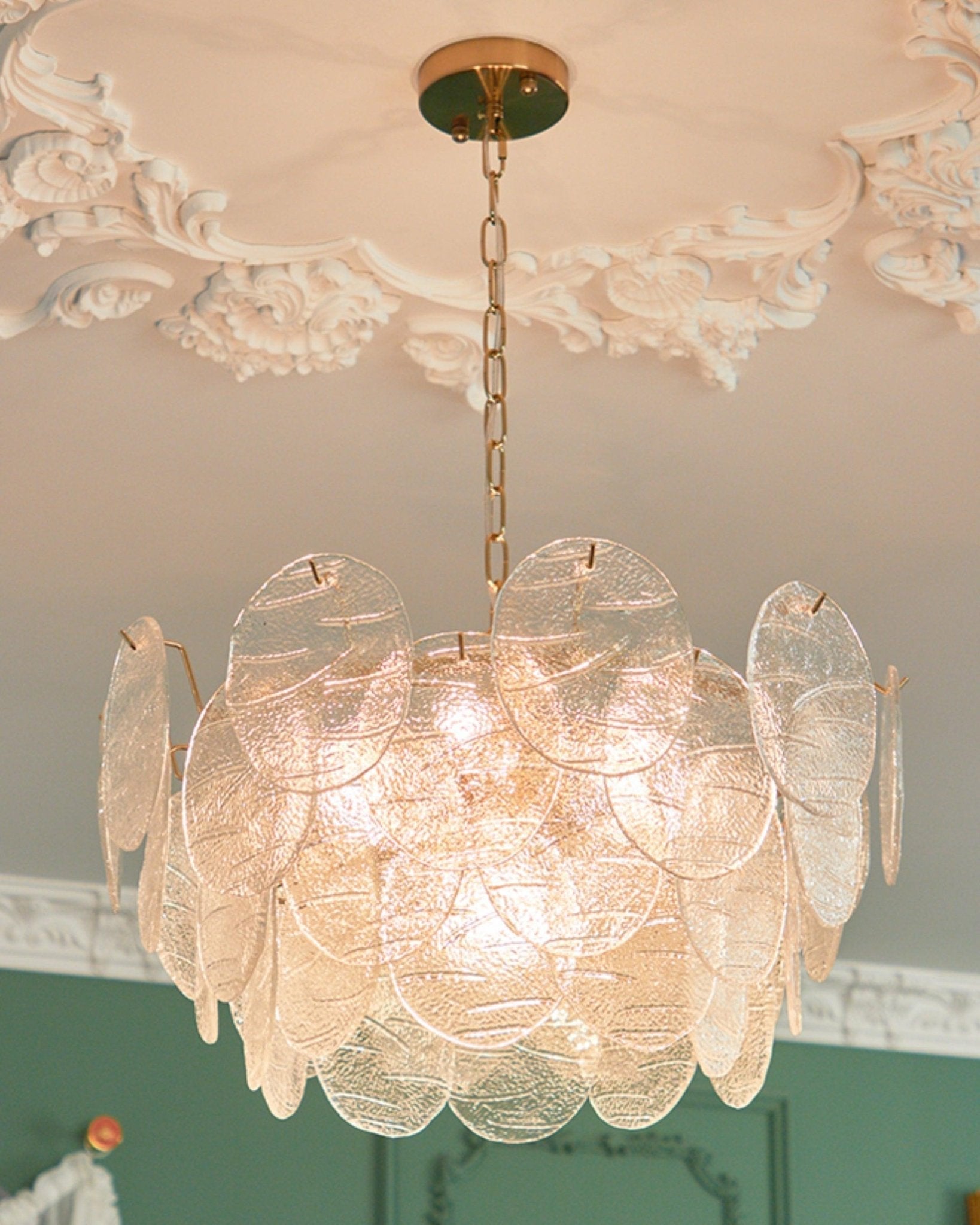Leaf Lustre Vintage Élégant en Verre