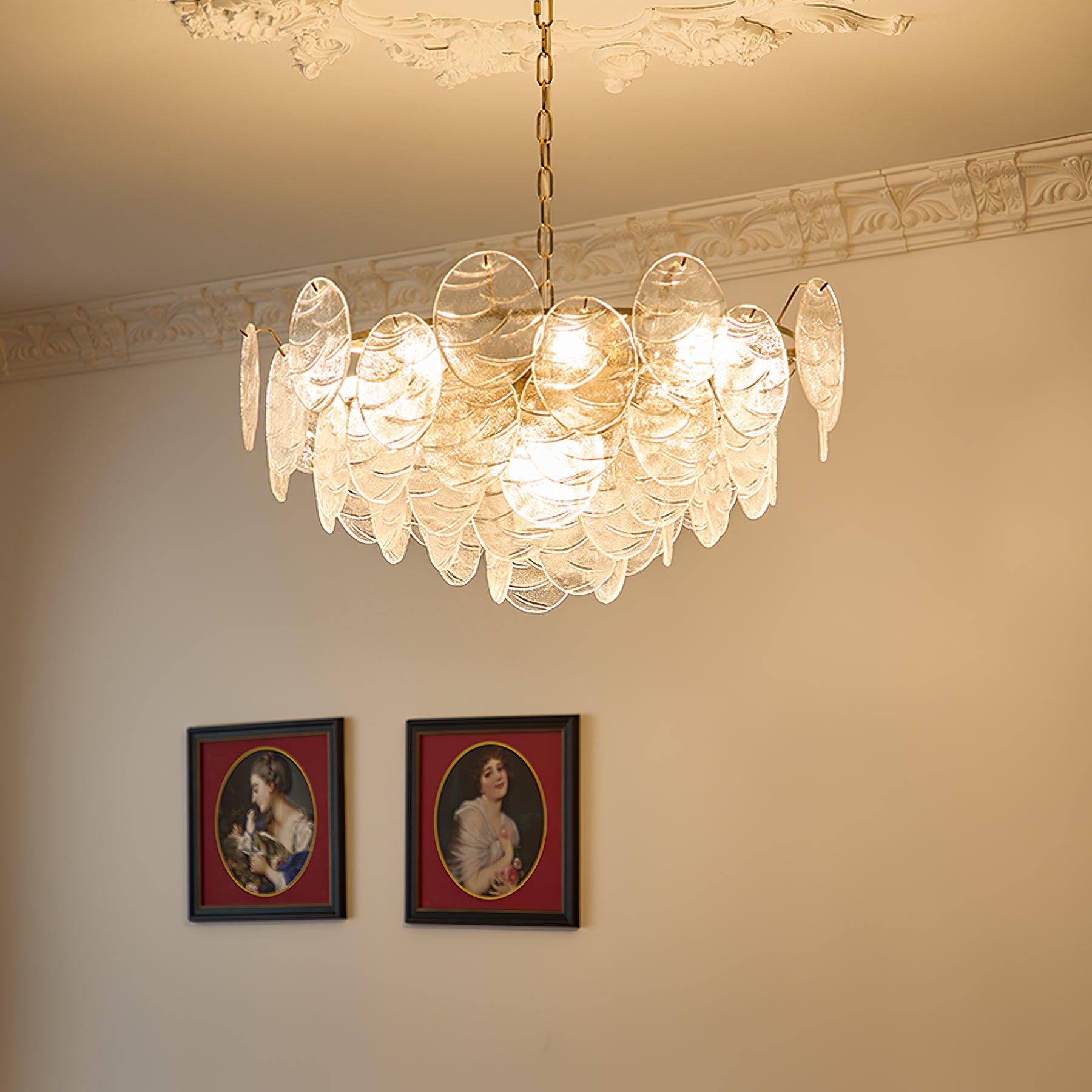 Lustrous Lustre Victorien en Verre Finition Dorée