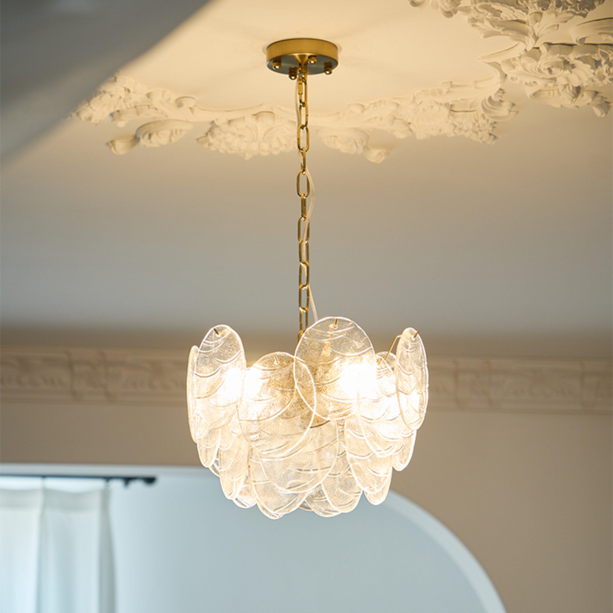 Lustrous Lustre Victorien en Verre Finition Dorée