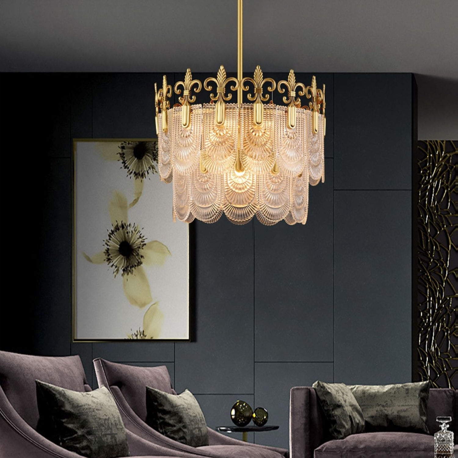 Cashaor Lustre Cristal Laiton Luxe Postmoderne