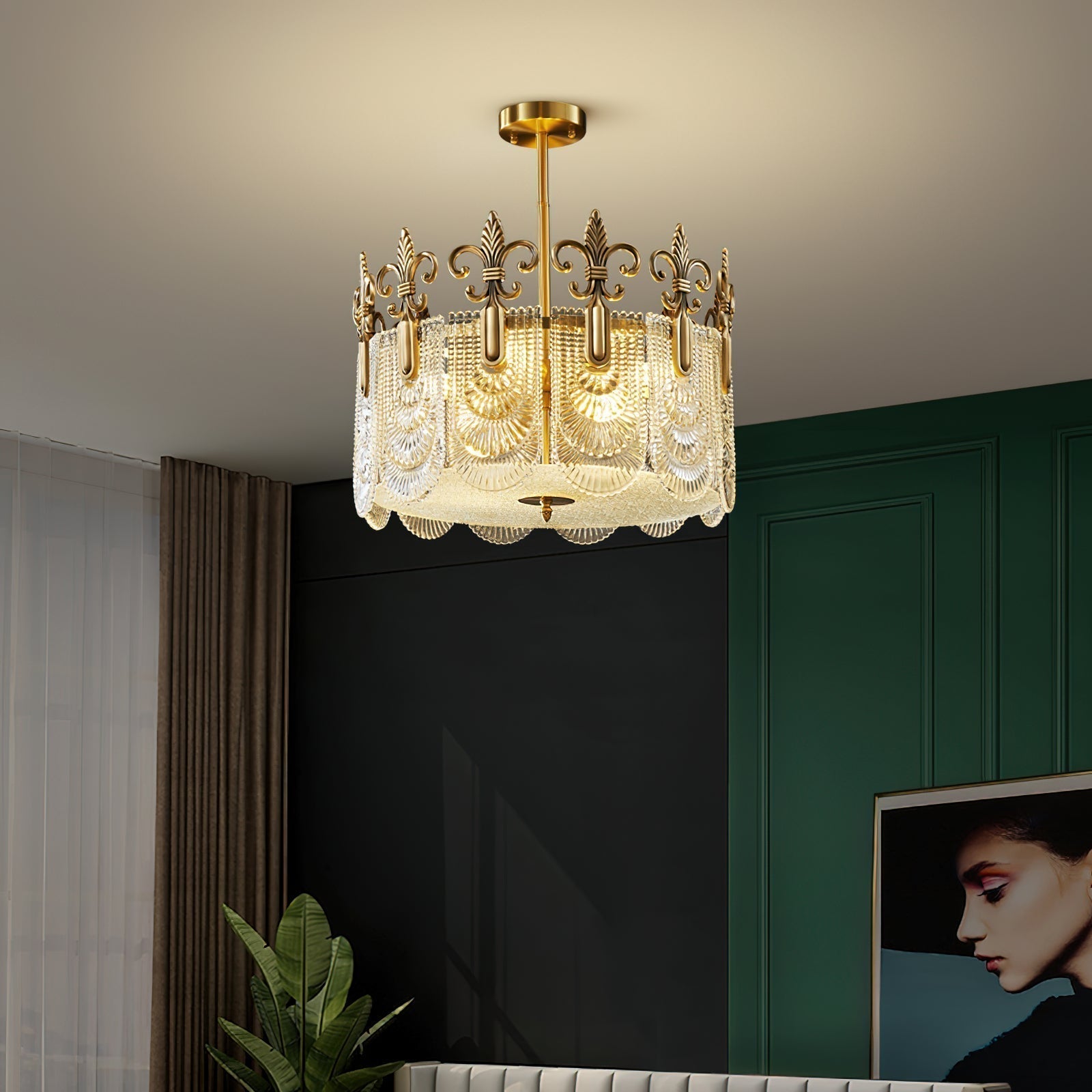 Cashaor Lustre Cristal Laiton Luxe Postmoderne