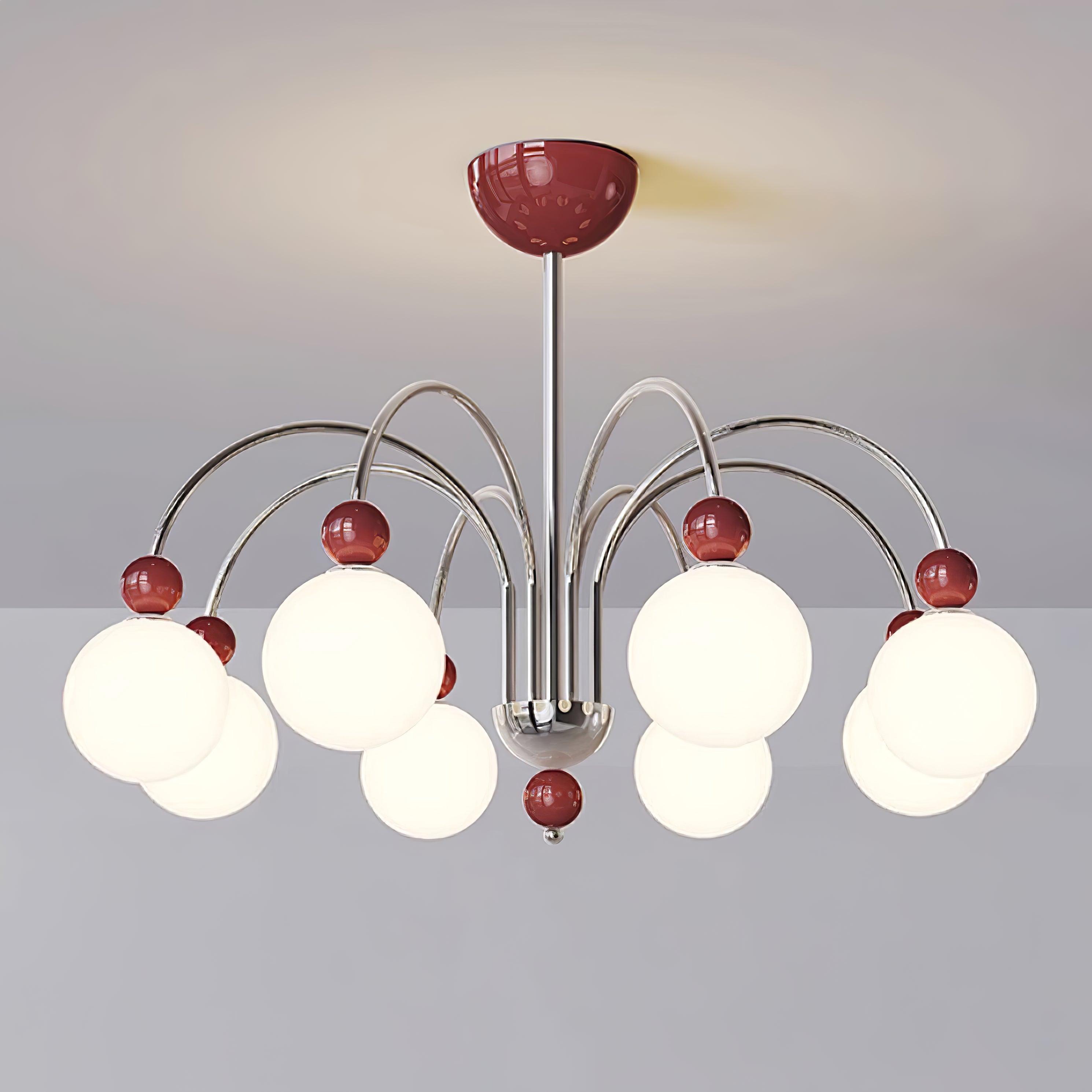 Vierra Lustre Carisa Orbe Rouge Bras Courbés en Chrome