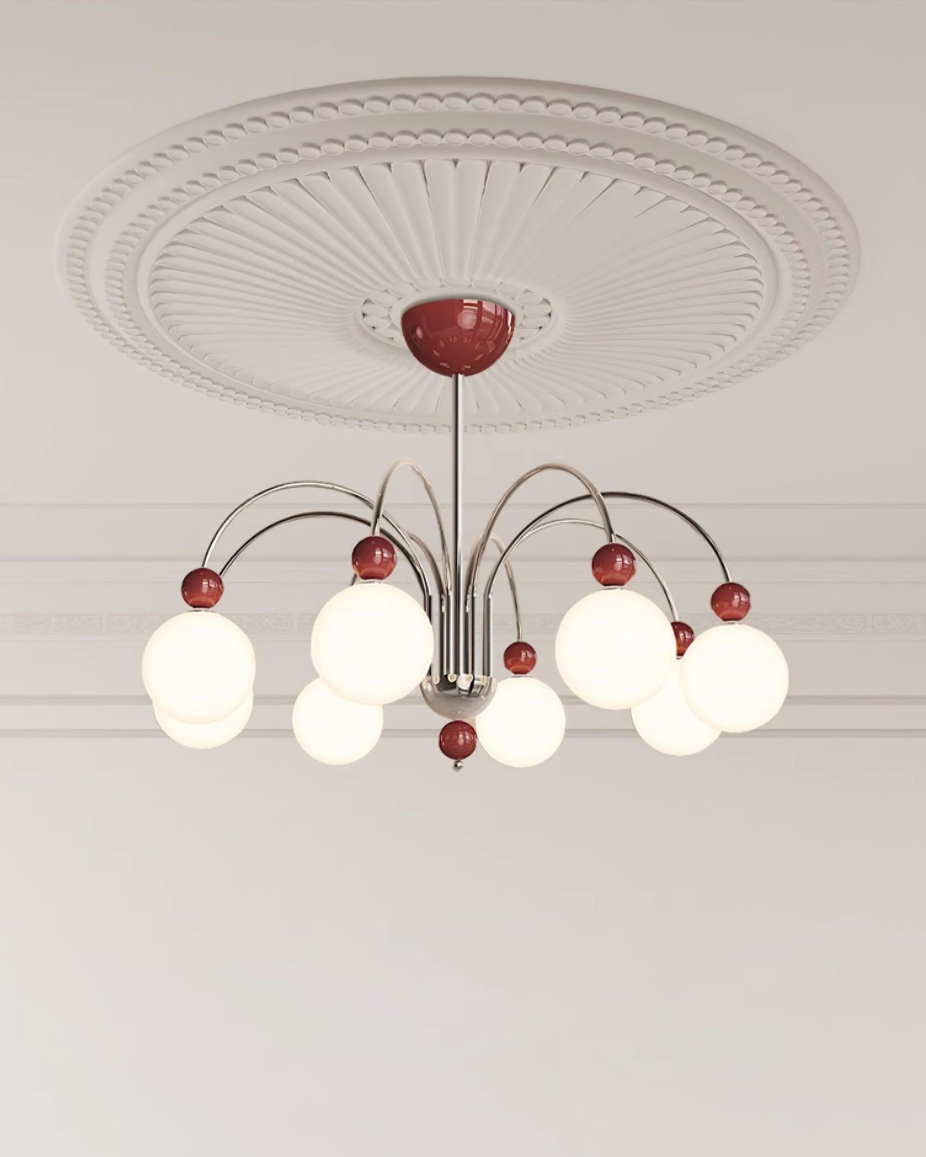 Vierra Lustre Carisa Orbe Rouge Bras Courbés en Chrome