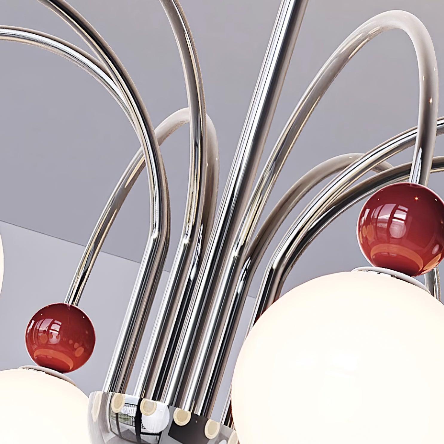 Vierra Lustre Carisa Orbe Rouge Bras Courbés en Chrome