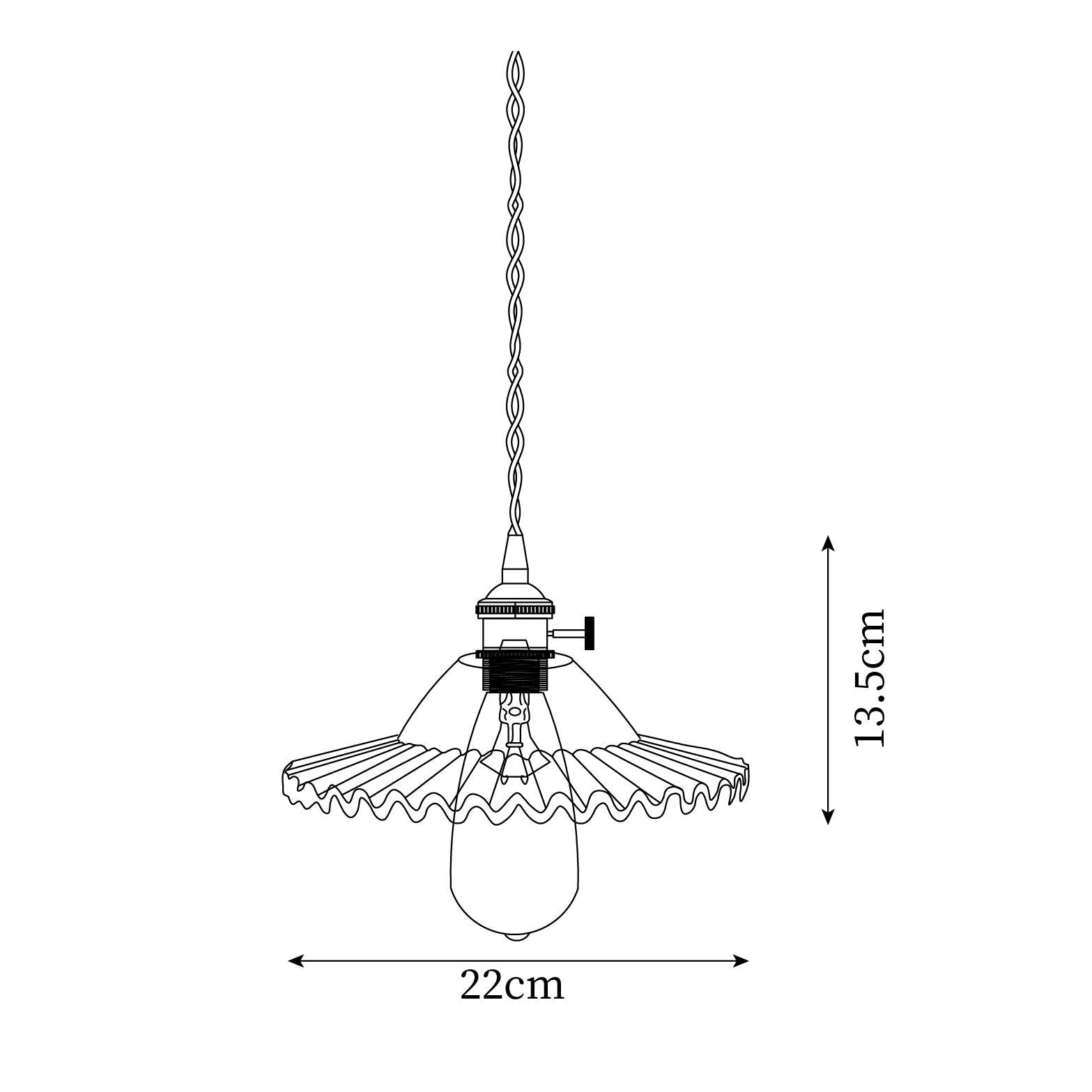 Suspension Ébouriffé Verre Ombre Festonné Bord Laiton Accents Rétro