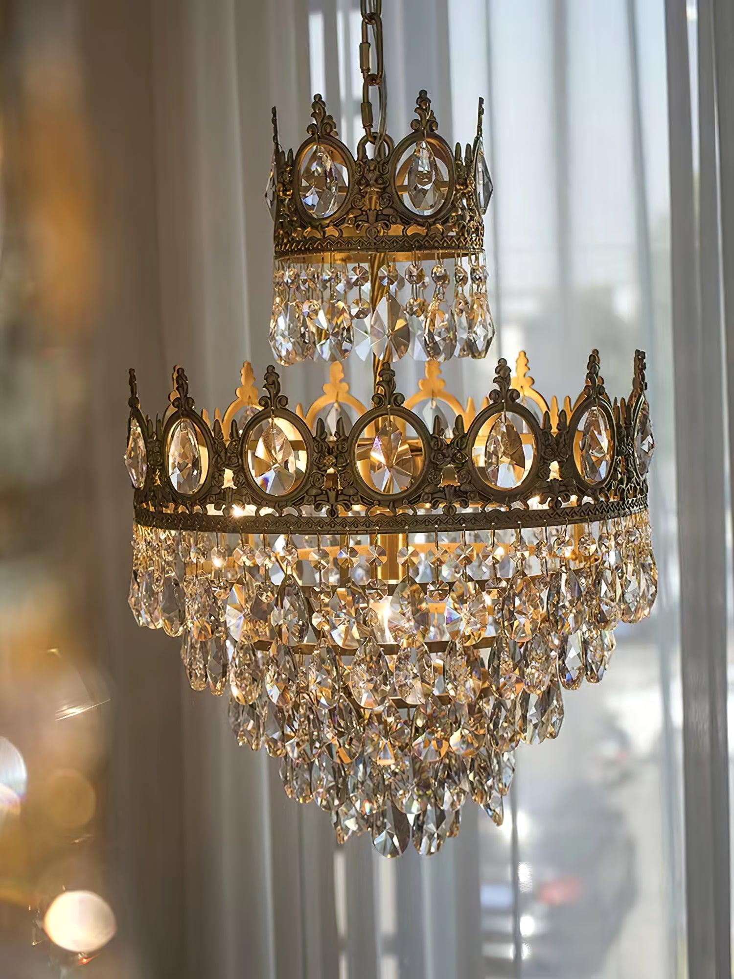 Lustra Suspension Lampe Gouttelettes de Cristal Vintage