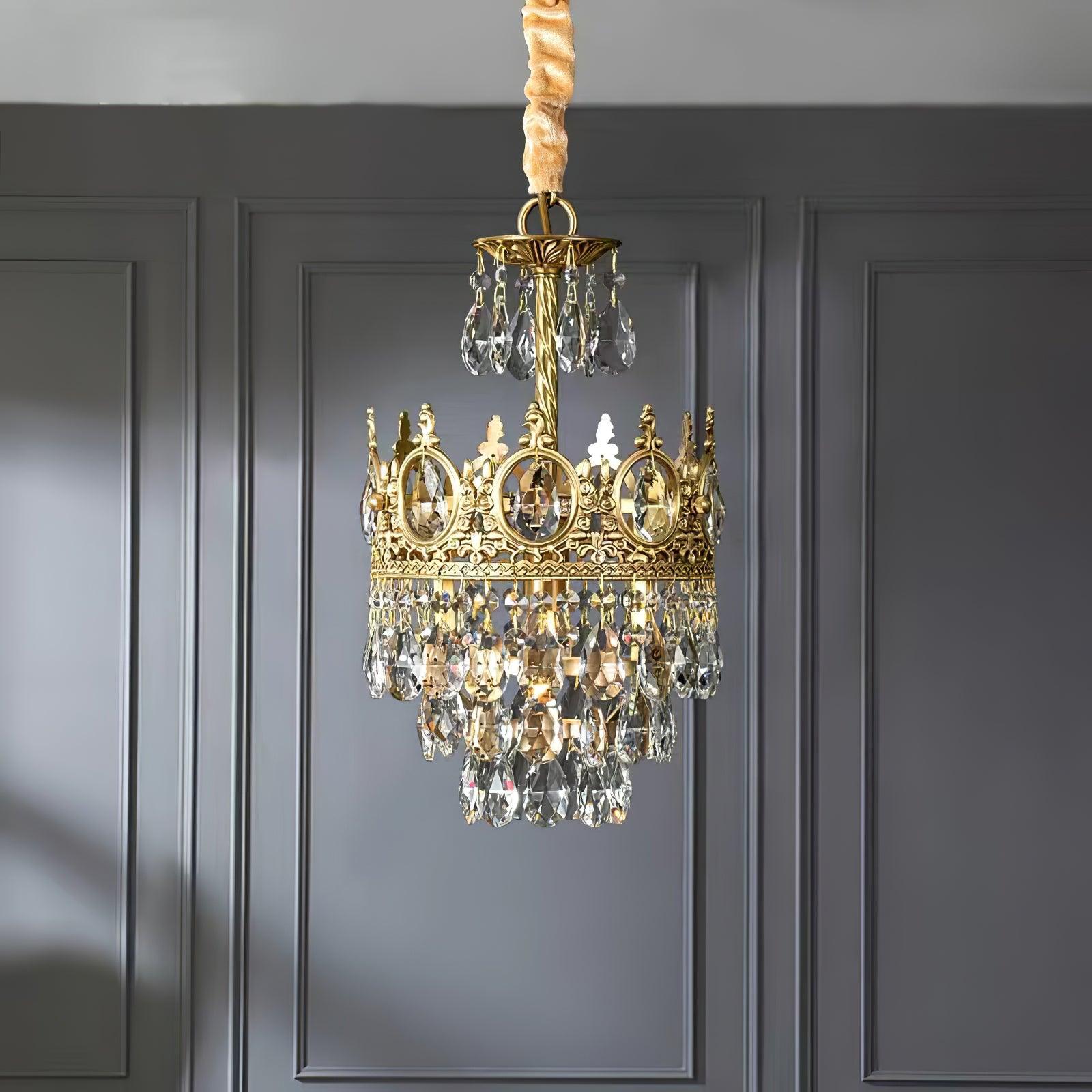 Lustra Suspension Lampe Gouttelettes de Cristal Vintage