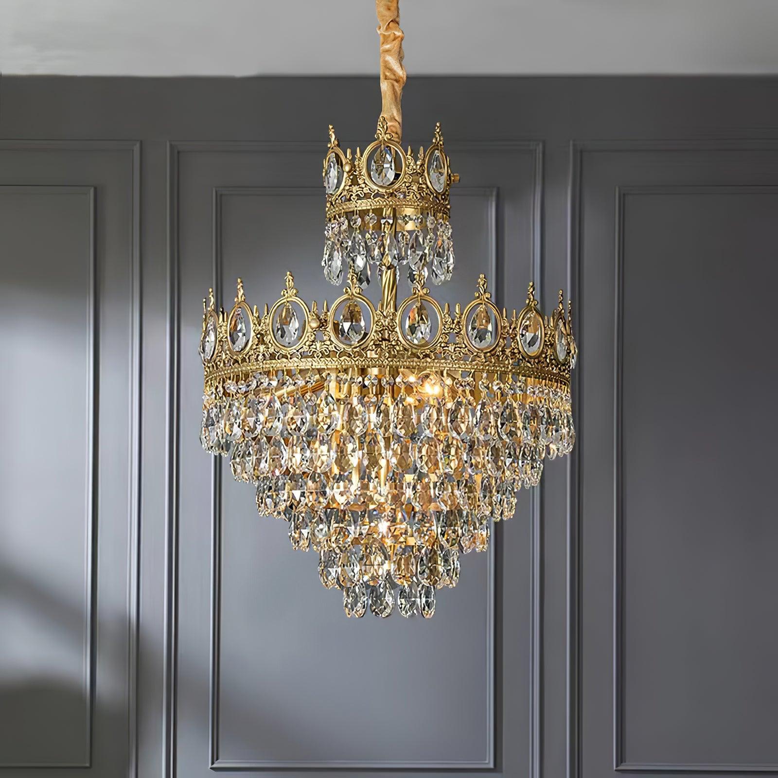 Lustra Suspension Lampe Gouttelettes de Cristal Vintage