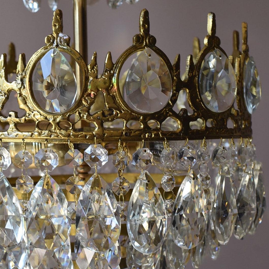 Lustra Suspension Lampe Gouttelettes de Cristal Vintage