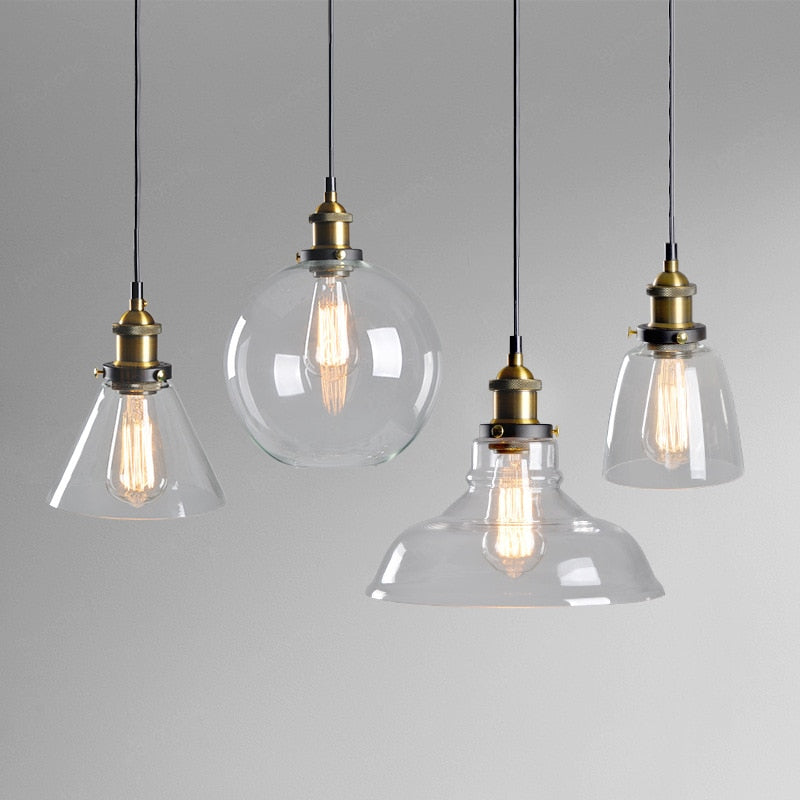 June suspension Industriel en Verre. Clair/Ambre/Gris Fumé
