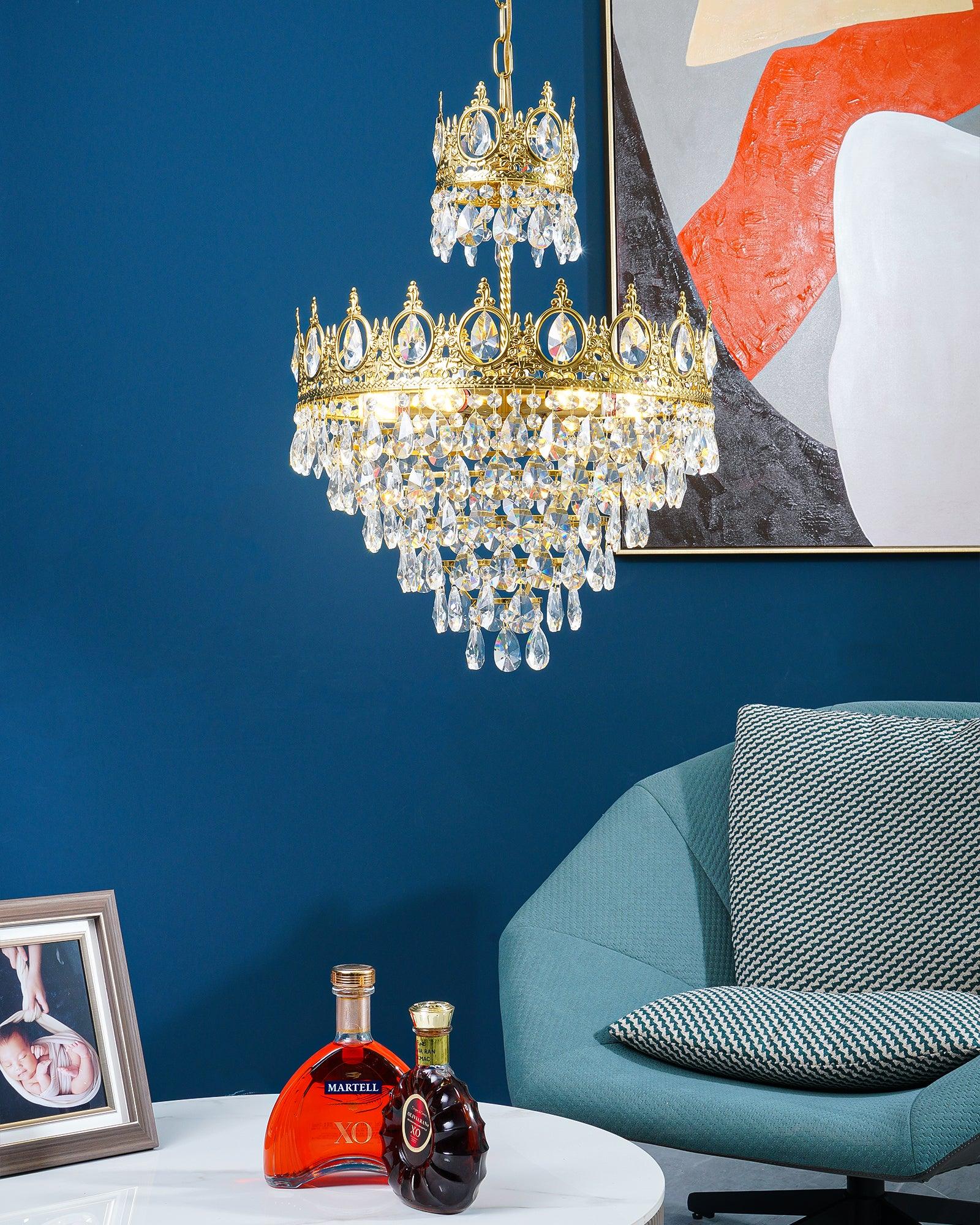 Lustra Suspension Lampe Gouttelettes de Cristal Vintage