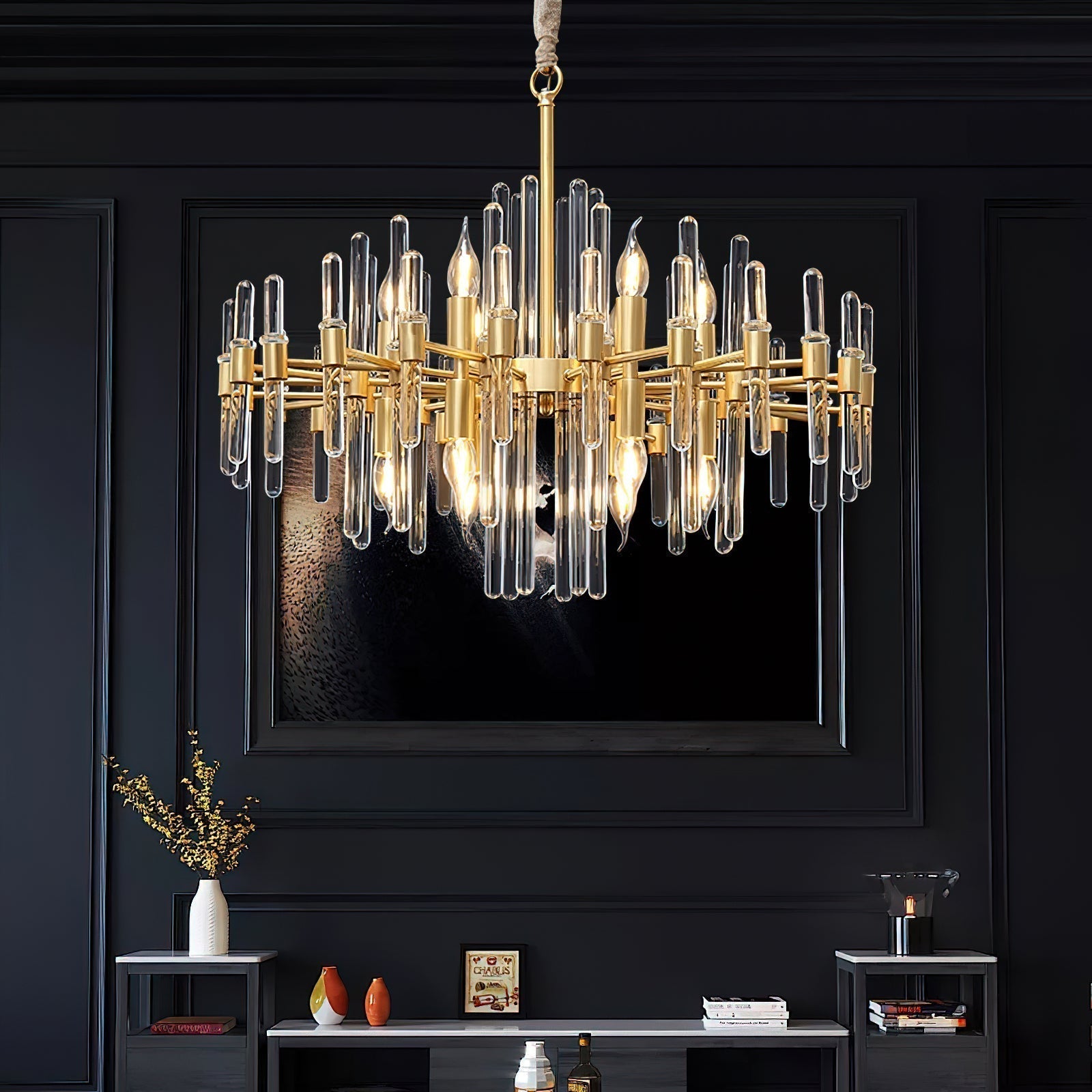Solara Lustre en Laiton Antique de Luxe