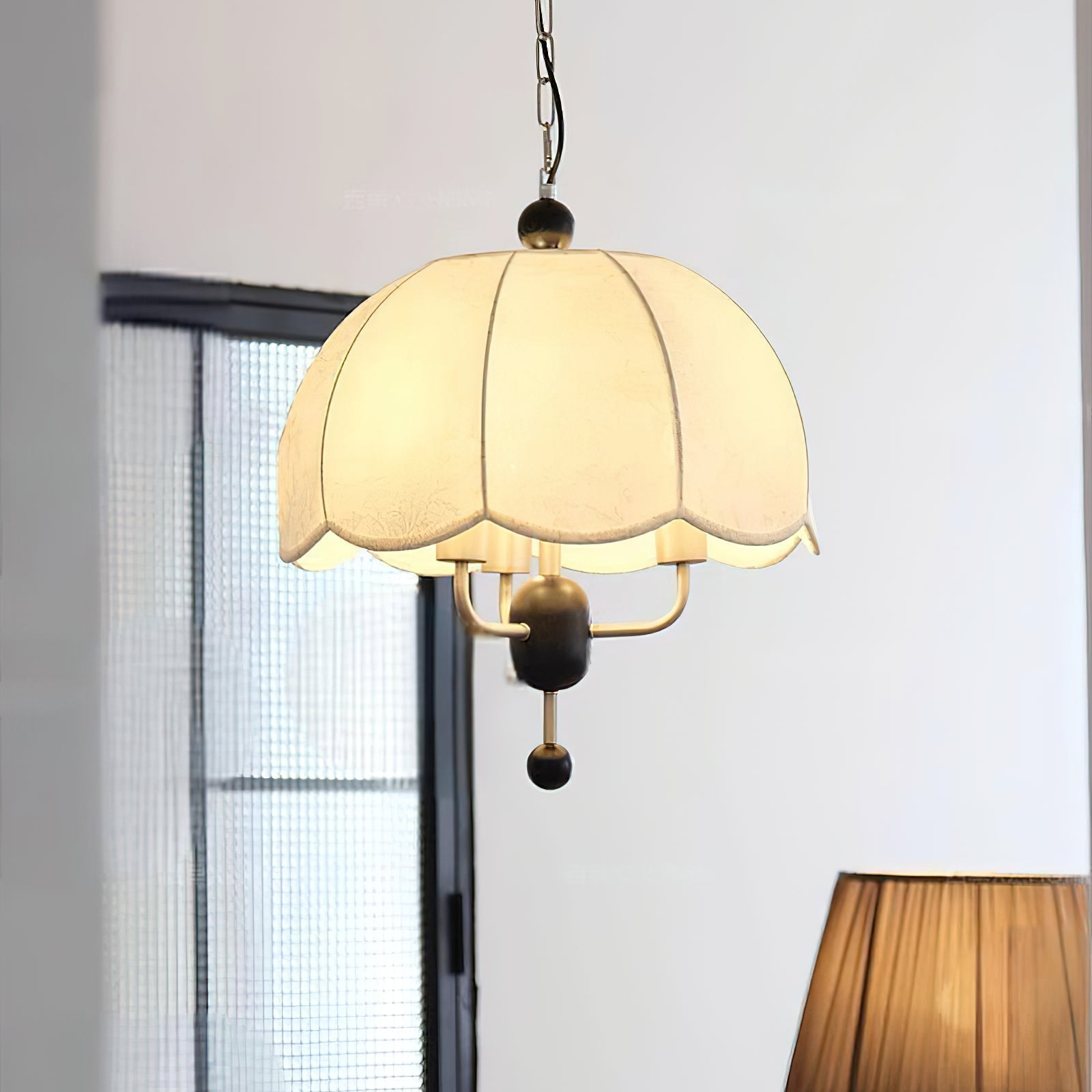Ervaren Vintage Floraison Tissu Bois Pendentif Lampe