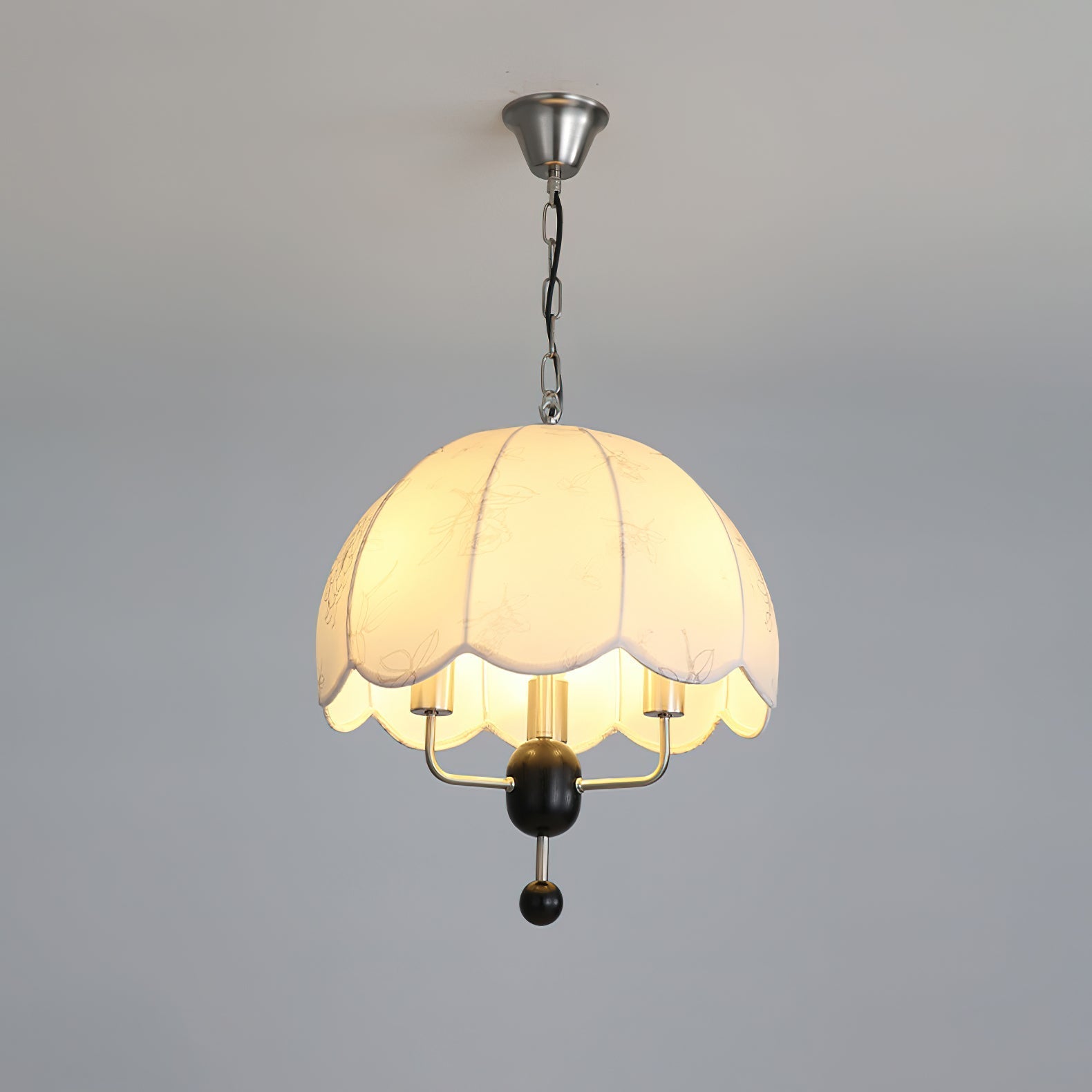 Ervaren Vintage Floraison Tissu Bois Pendentif Lampe