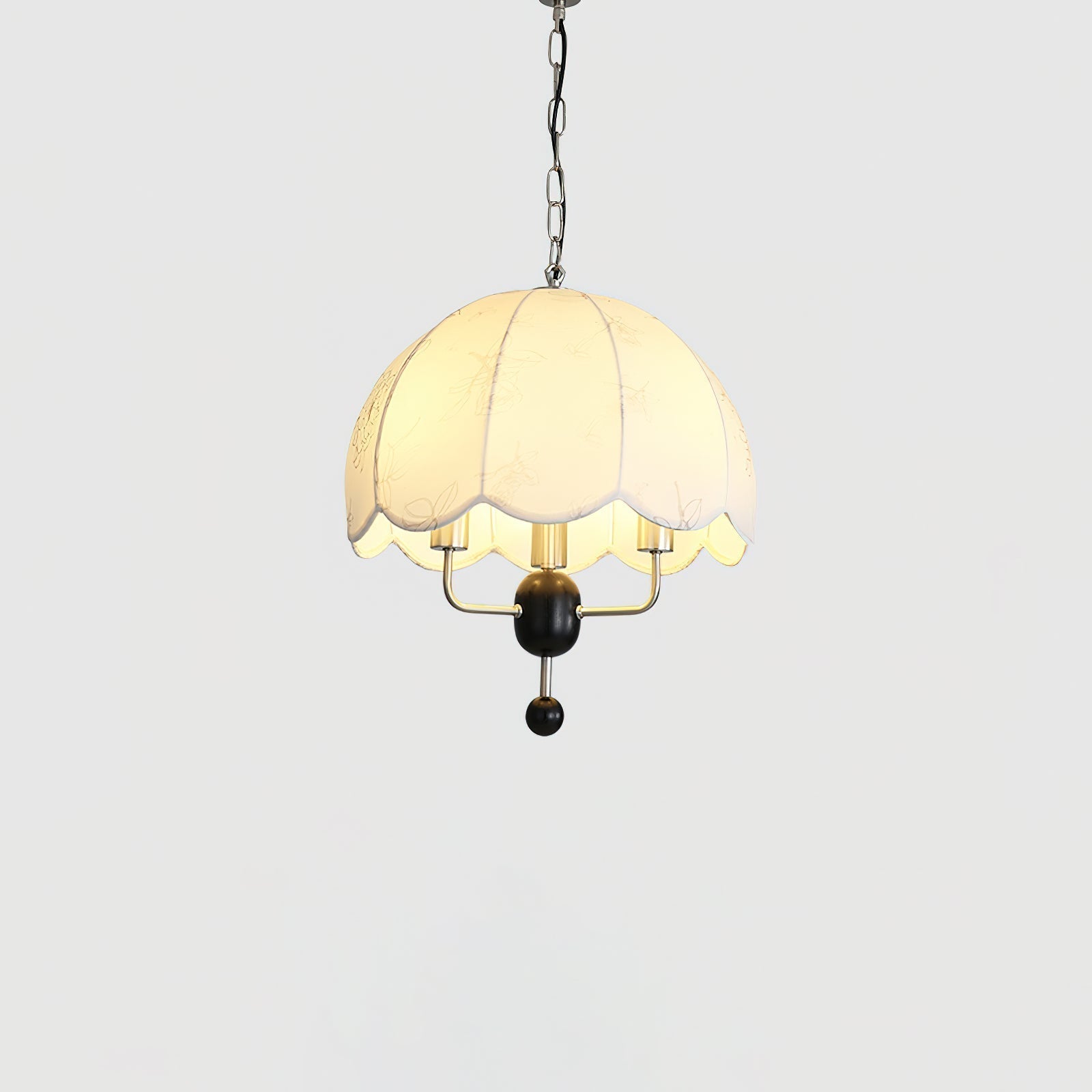 Ervaren Vintage Floraison Tissu Bois Pendentif Lampe